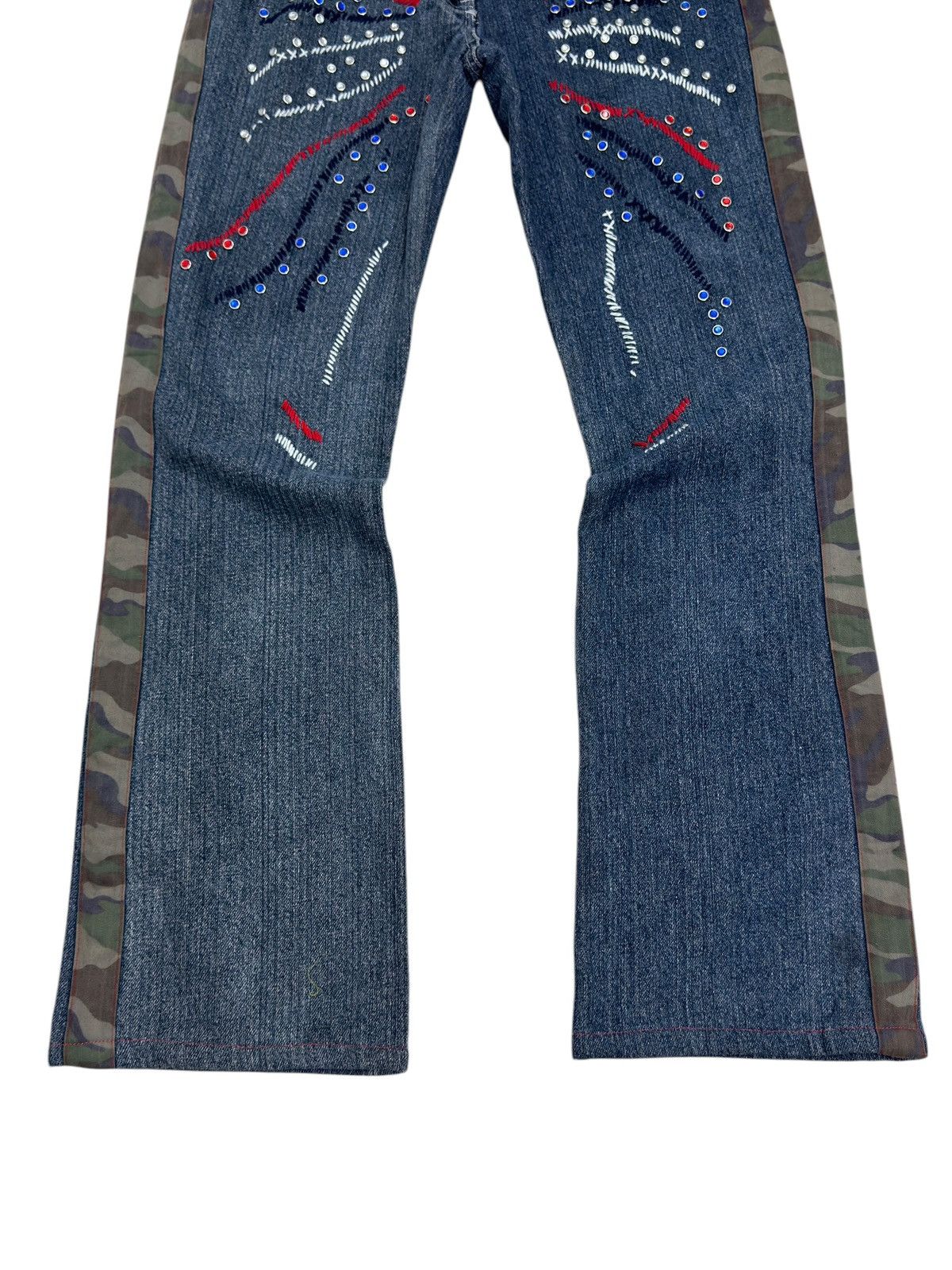 If Six Was Nine FLARED WINK WINK COLOURFUL STUDDED CAMO STRIPED JEANS Size US 28 / EU 44 - 6 Thumbnail