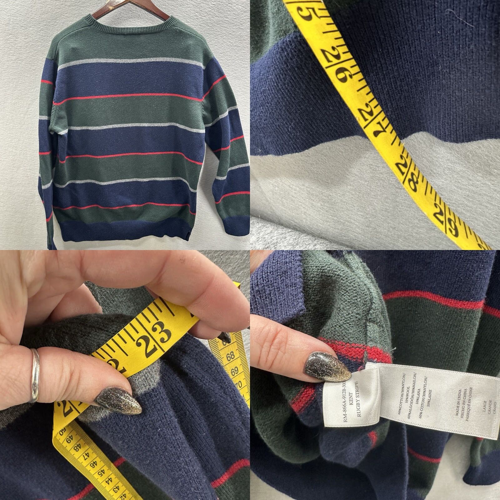 Rails Rails Mens Large Rugby Stripe Striped Pullover Cotton Preppy Kent Dad Sweater Size US L / EU 52-54 / 3 - 8 Thumbnail
