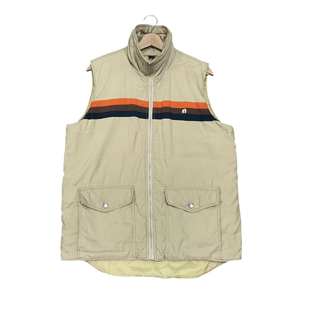 Hang Ten Vintage 70s Hang Ten Retro Beige Puffer Down Vest Size US L / EU 52-54 / 3 - 1 Thumbnail