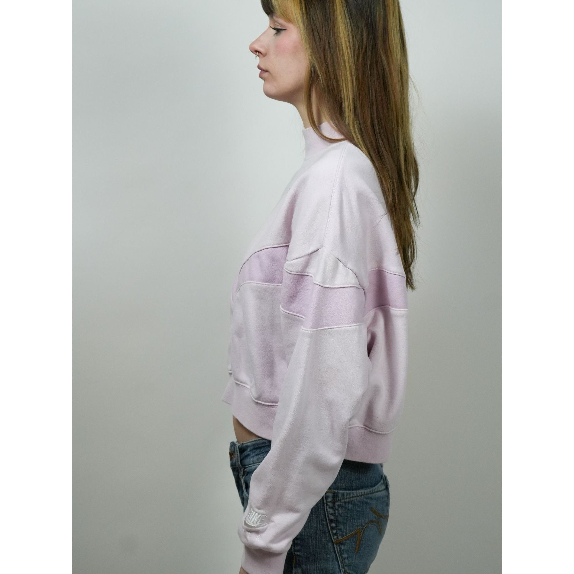 Nike Vintage Nike Pink Cropped Half Turtleneck Sweatshirt Size M / US 6-8 / IT 42-44 - 5 Thumbnail