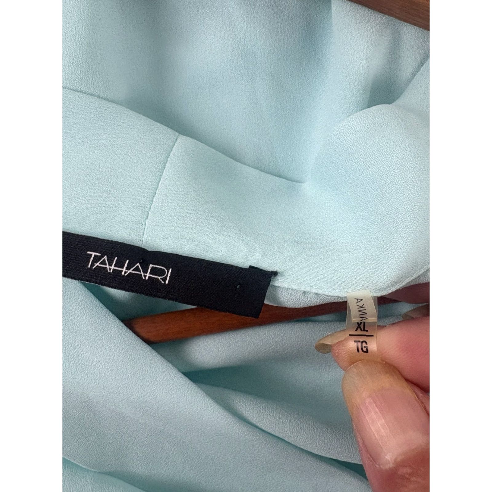 Vintage Tahari Teal Sheer Hi-Lo Roll Tab Sleeves Blouse Womens Size XL Size XL / US 12-14 / IT 48-50 - 7 Thumbnail