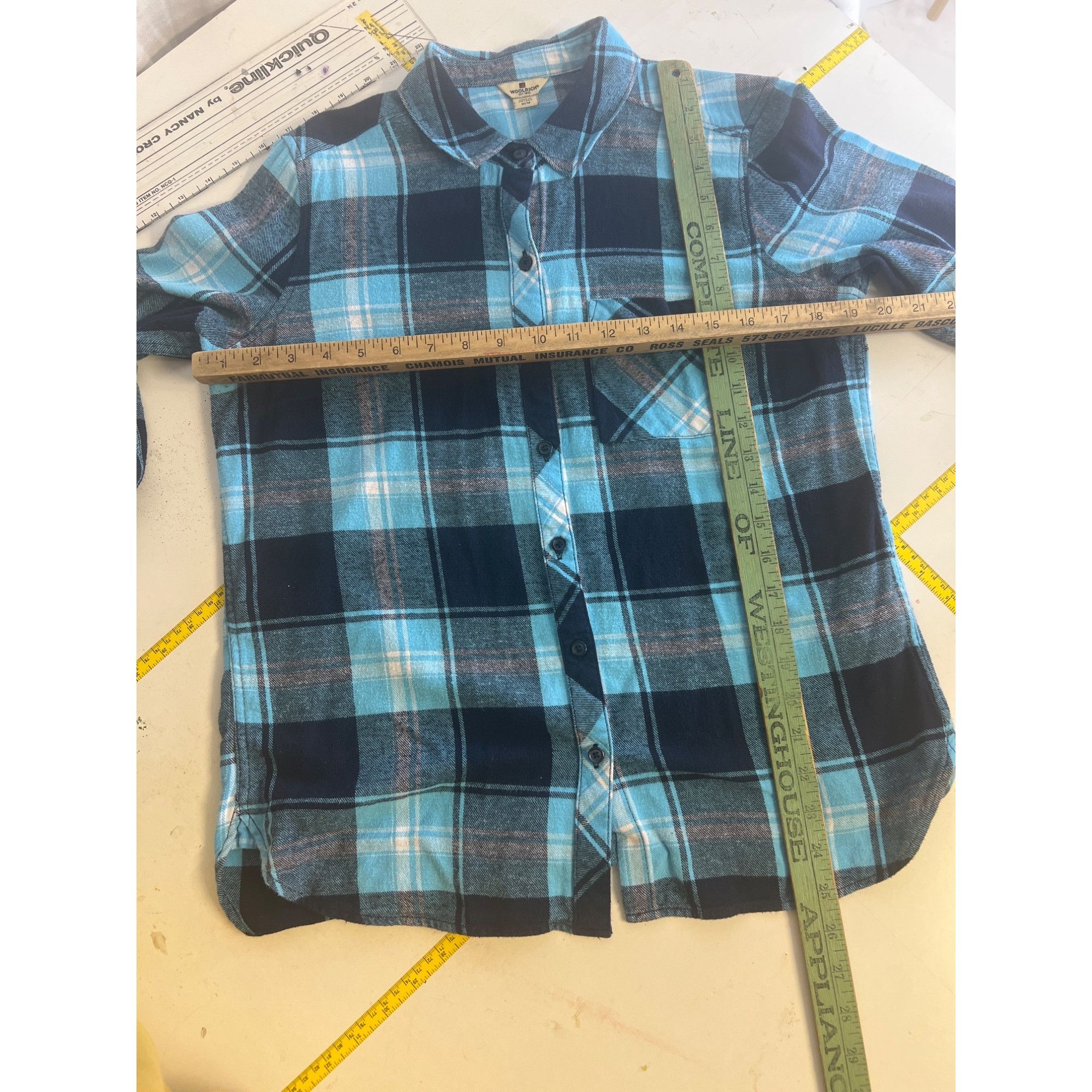 Woolrich Woolen Mills Woolrich Womens Blue Plaid Button-Up Shirt M/M 100% Cotton M Size M / US 6-8 / IT 42-44 - 3 Thumbnail