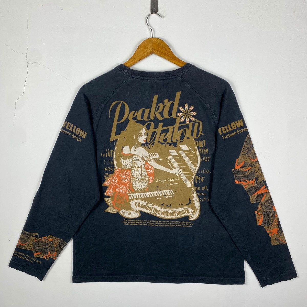 Japanese Brand Japanese Oriental PEAK'D YELLOW Sukajan Graphic Ls Faded Tee Size US L / EU 52-54 / 3 - 5 Thumbnail