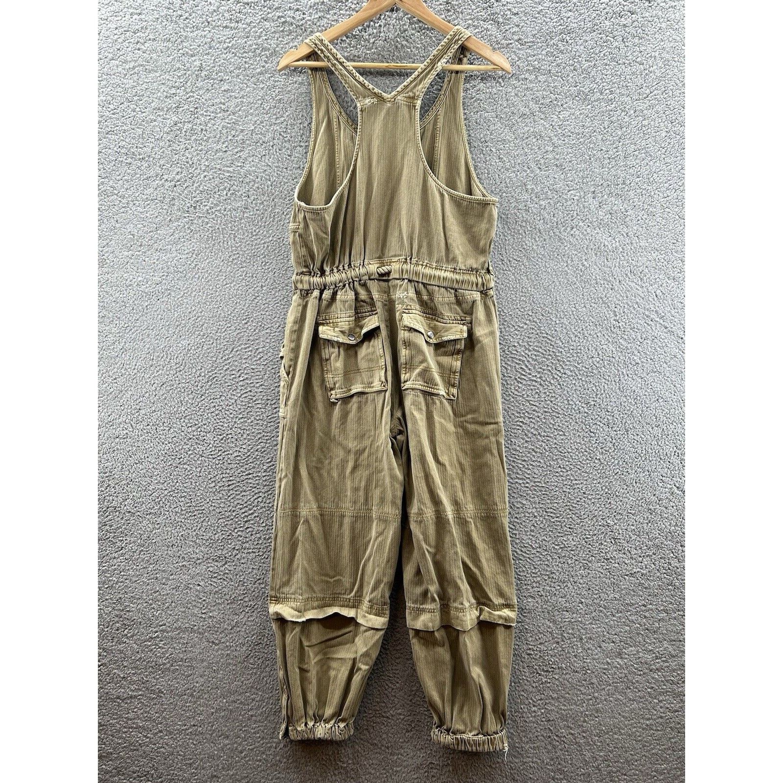 Free People FREE PEOPLE Sutton Coverall TAUPE Twill-Herringbone Pattern Size 26" / US 2 / IT 38 - 3 Thumbnail