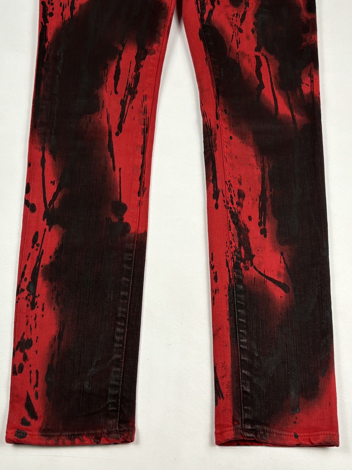 Balmain S/S 2011 Christophe Decarnin Red Washed-out Biker Jeans Size 30" / US 8 / IT 44 - 4 Thumbnail