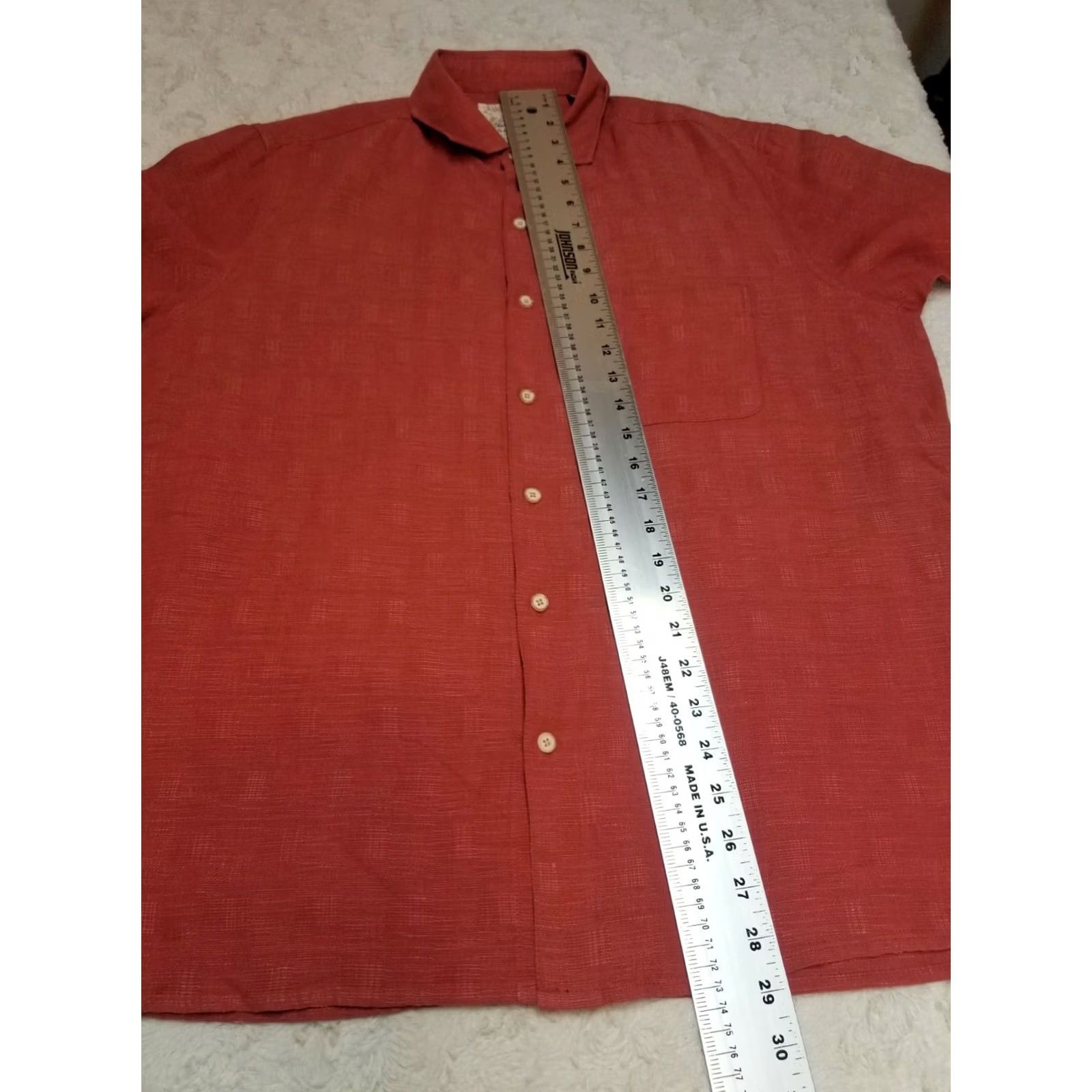 Tasso Elba Tasso Elba Island Button Down Top Medium Orange Crosshatch Silk Blend Mens Size US M / EU 48-50 / 2 - 5 Thumbnail