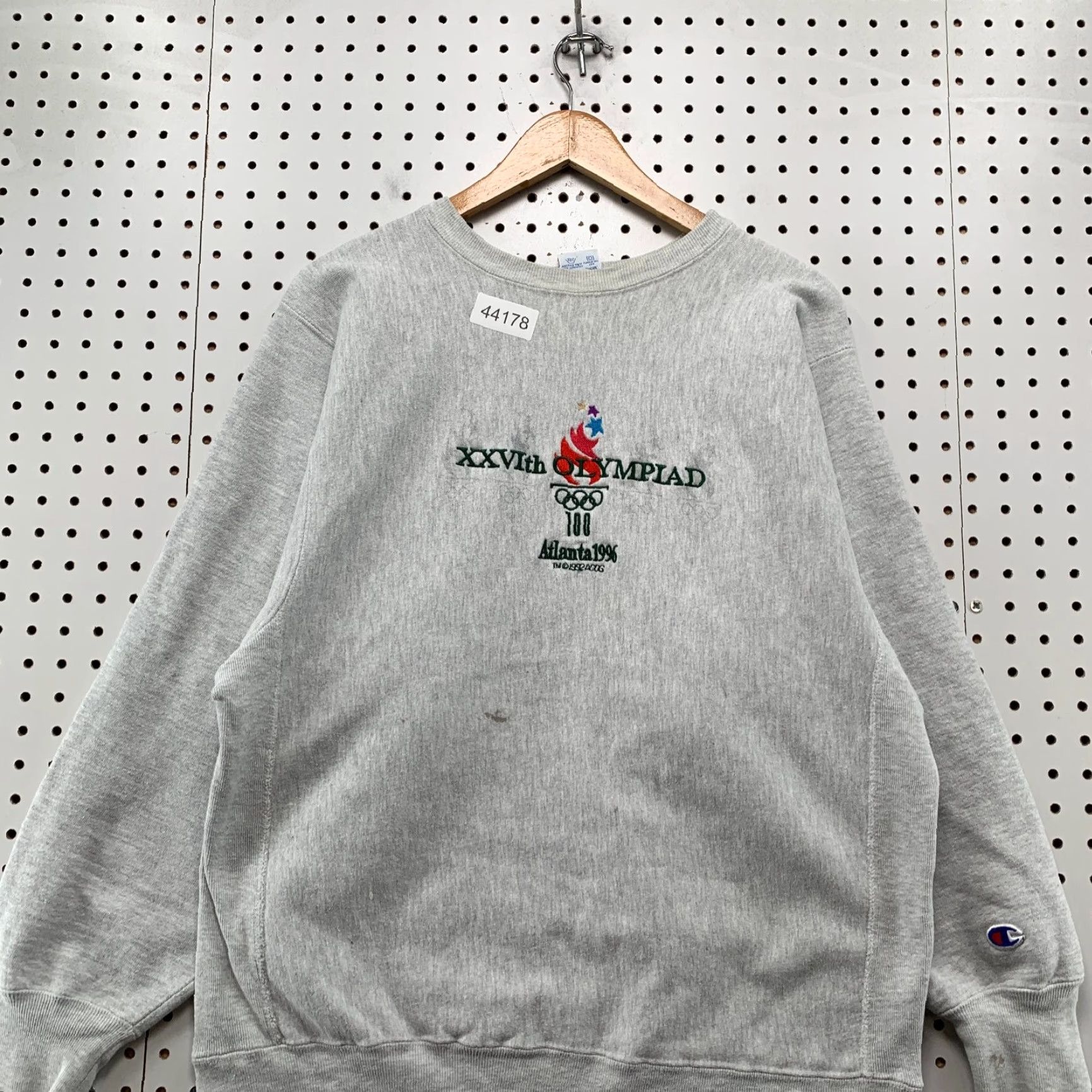 Champion VINTAGE Champion Reverse Weave Sweatshirt Mens XL Gray 90s Atalanta Olympics Reversible Fleece Pullover Sports Theme Size US XL / EU 56 / 4 - 2 Thumbnail