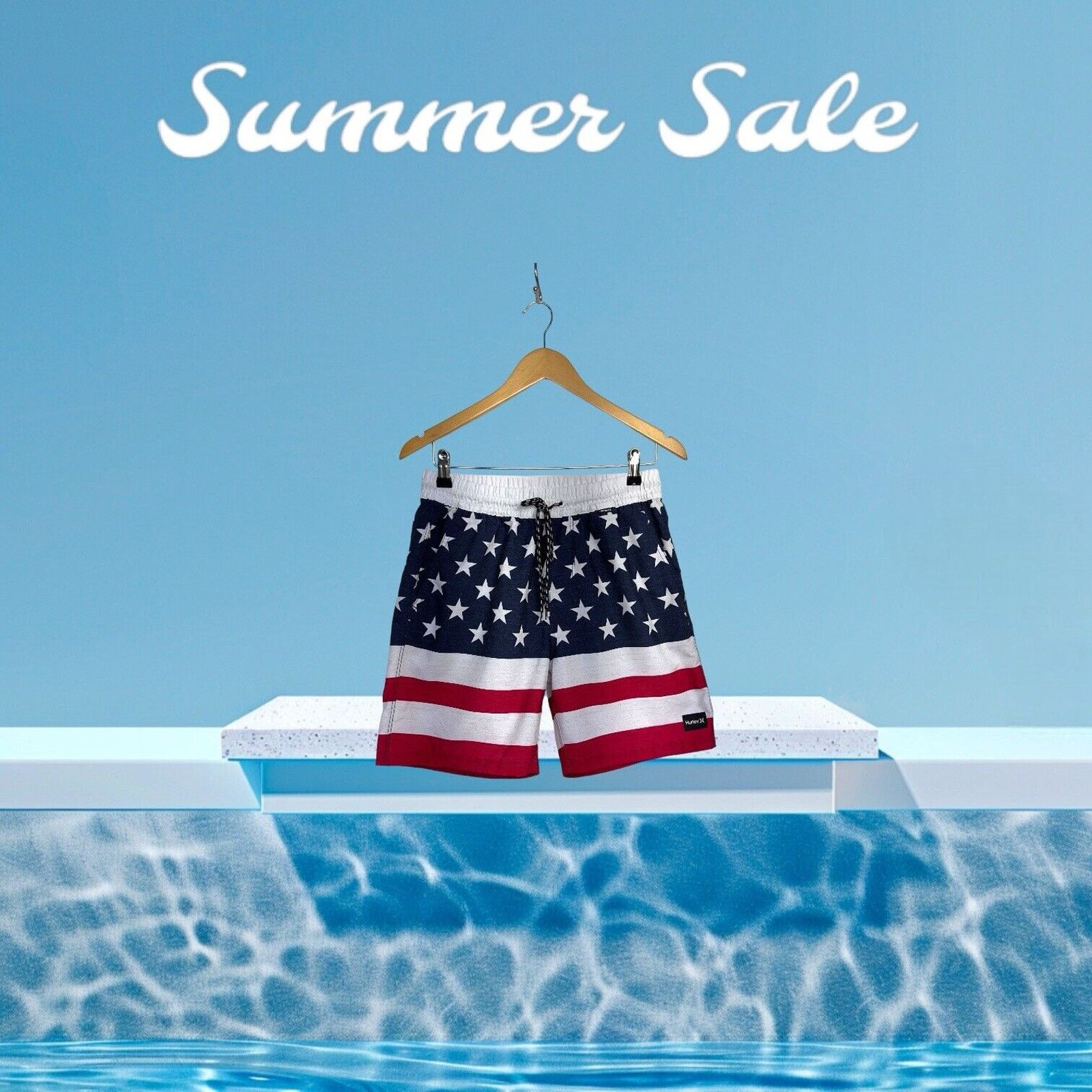 Hurley Hurley Swin Board Shorts M Red White And Blue Stars Stripes Size US 26 / EU 42 - 16 Thumbnail