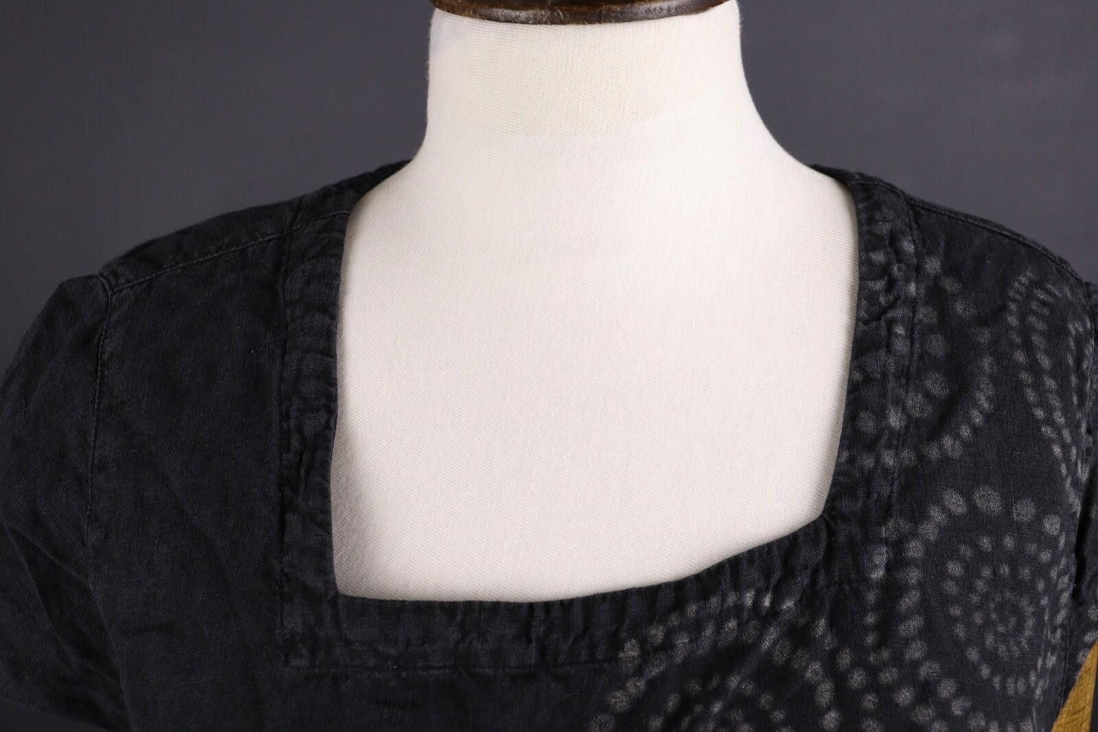 Designer Elemente Clemente Black Lagenlook Floral Linen Top Shirt 3 Size M / US 6-8 / IT 42-44 - 4 Thumbnail
