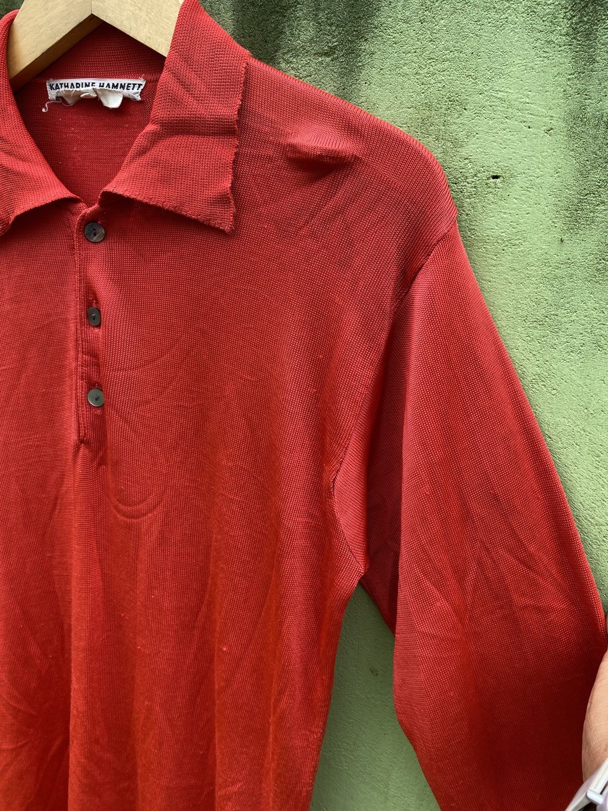 Katharine Hamnett London Katharine Hamnett London Red Buttoned Polo Minimalist Style Size US L / EU 52-54 / 3 - 4 Thumbnail