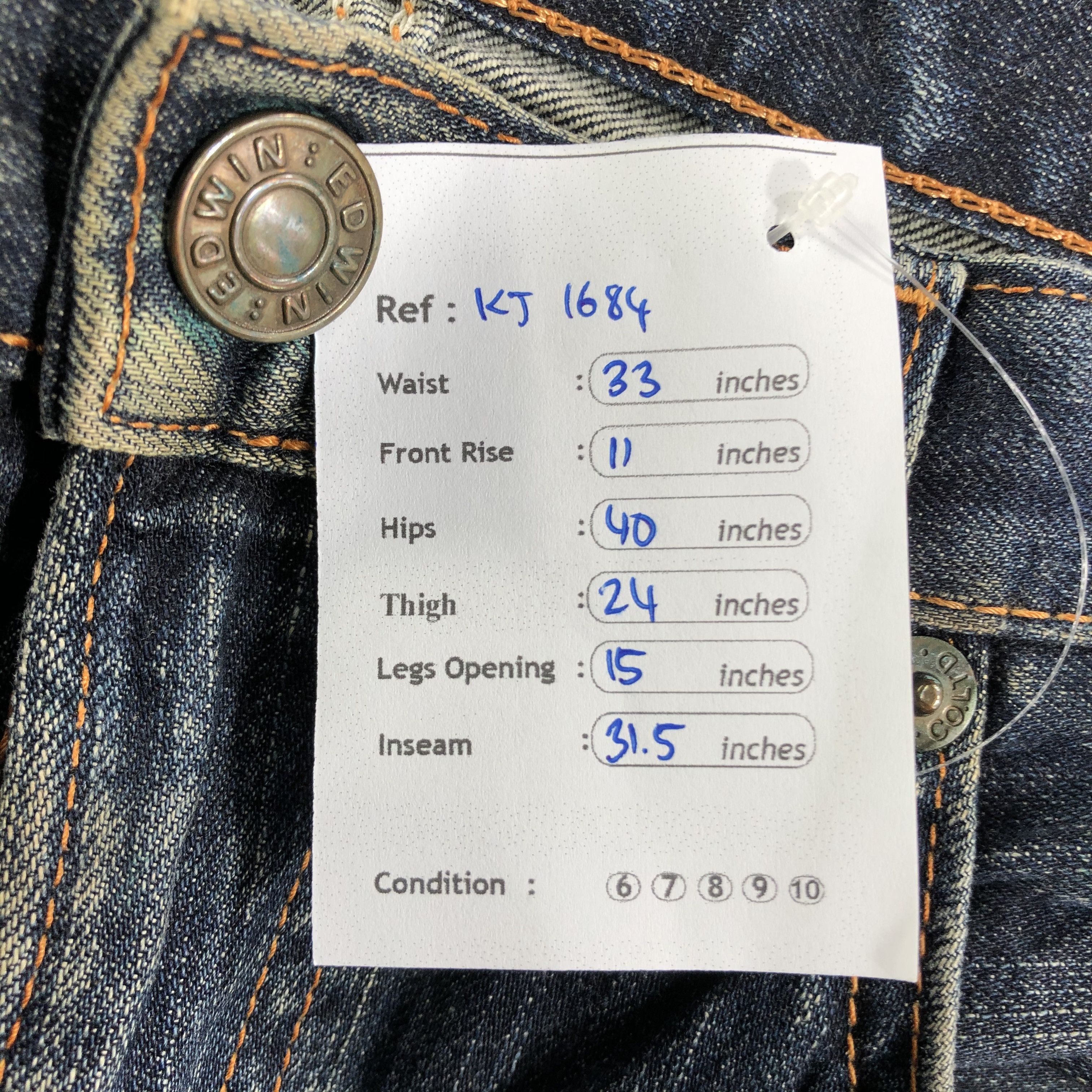 Edwin Vintage Edwin 504 Jeans Faded Blue Denim Kj1684 Size US 30 / EU 46 - 10 Thumbnail