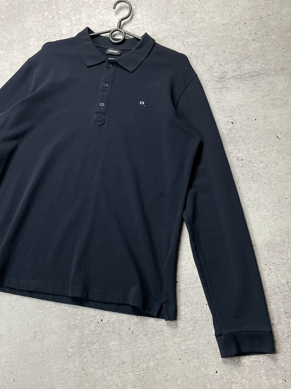 Diesel × Vintage Vintage Diesel Logo Black Longsleeve Polo Shirt Size US XL / EU 56 / 4 - 2 Thumbnail