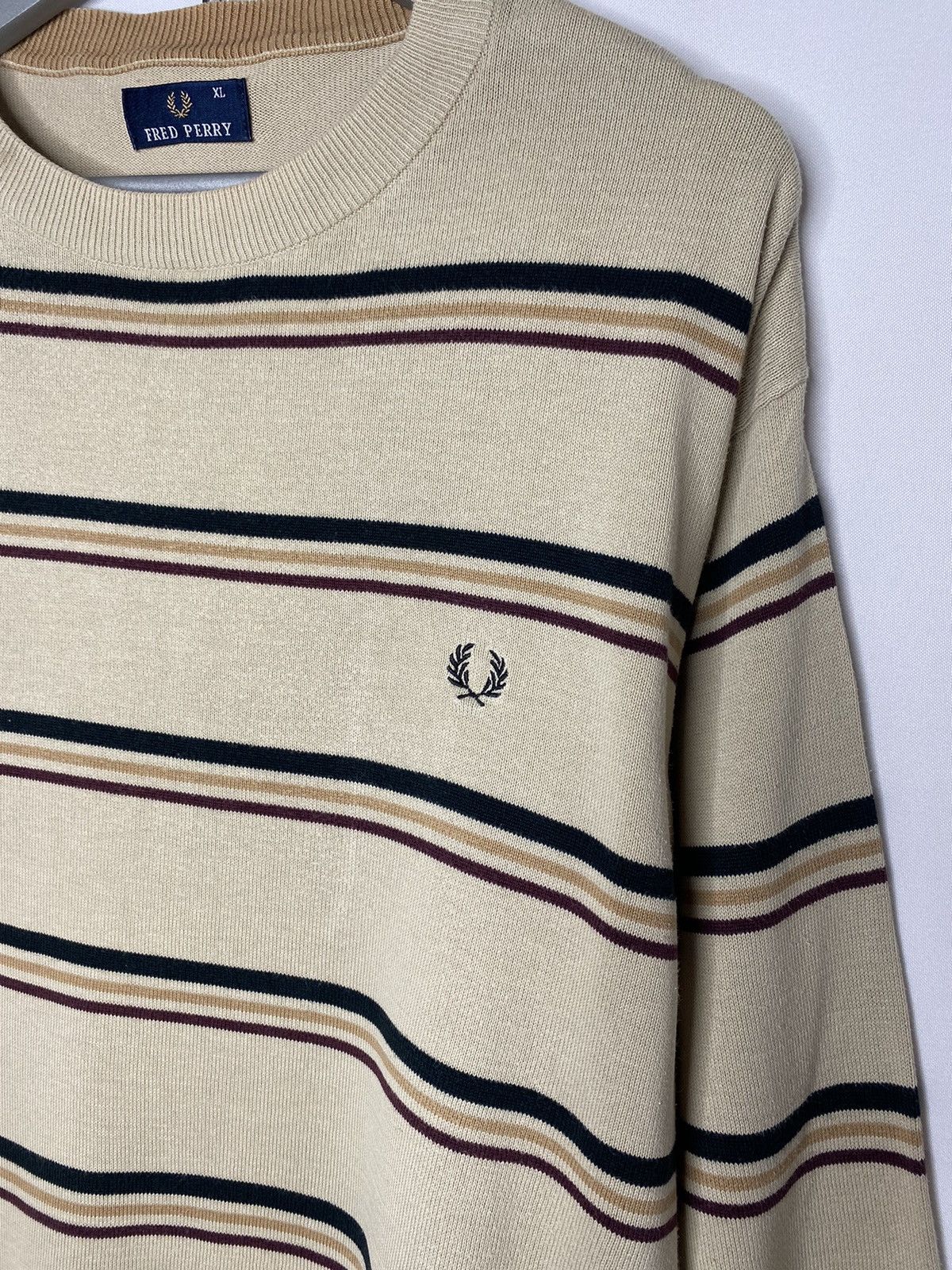 Fred Perry × Vintage ❌Vintage Fred Perry Striped Sweatshirt Pullover❌ Size US XL / EU 56 / 4 - 4 Thumbnail
