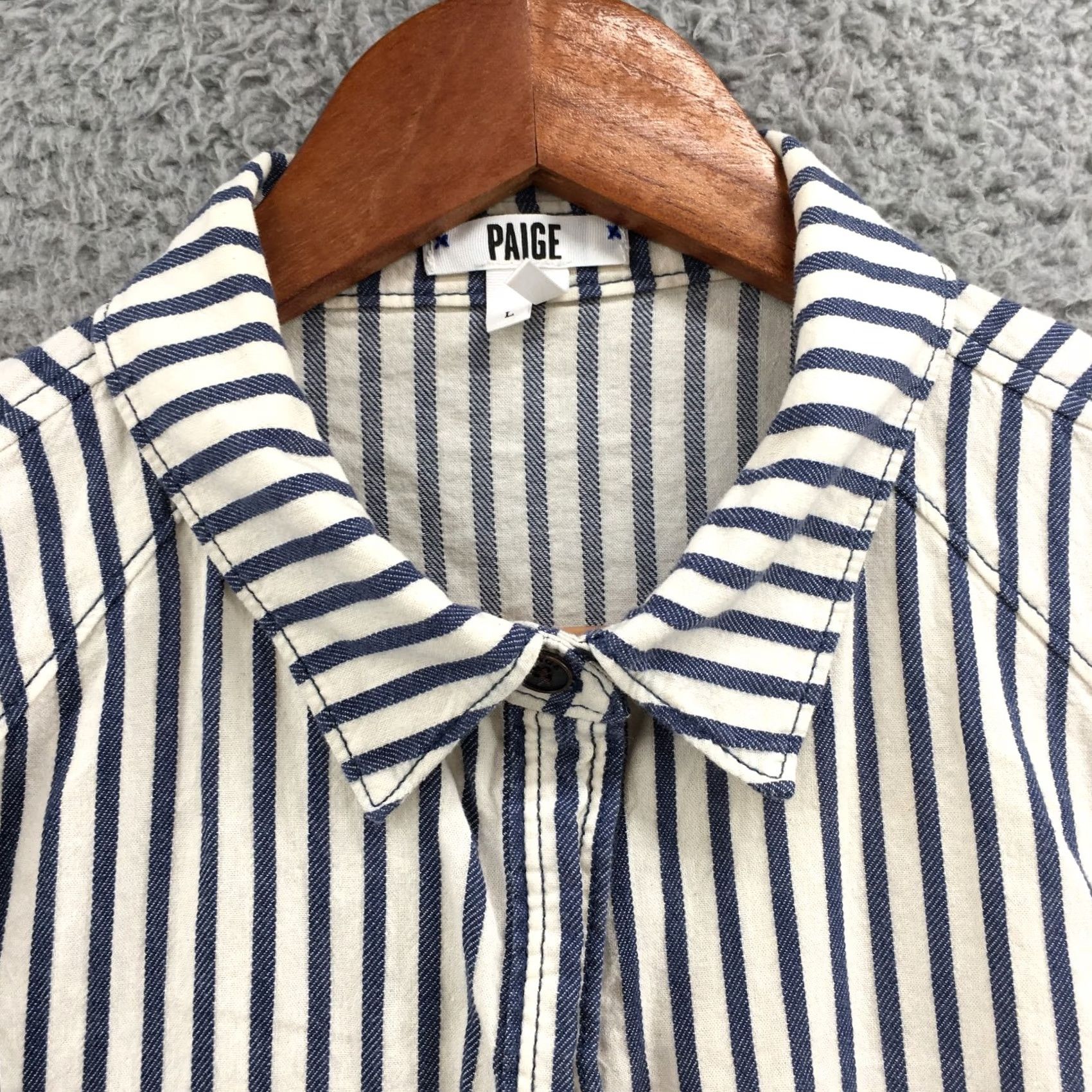 Paige Paige Long Sleeve Shirt Mens L Blue White Striped Button Down Front Pockets - China Size L Size US L / EU 52-54 / 3 - 3 Thumbnail