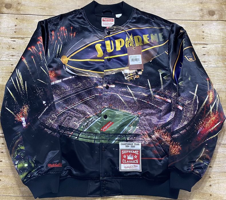 Supreme Supreme Mitchell & Ness Stadium Satin Varsity Jacket