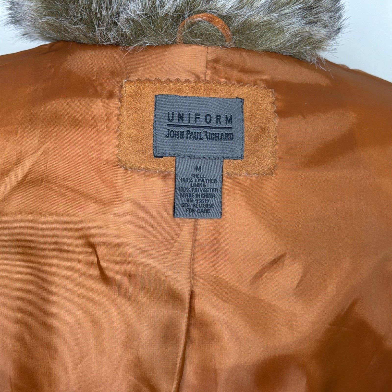Other UNIFORM size M 100% Leather Jacket Faux Fur Collar BROWN Size M / US 6-8 / IT 42-44 - 9 Thumbnail