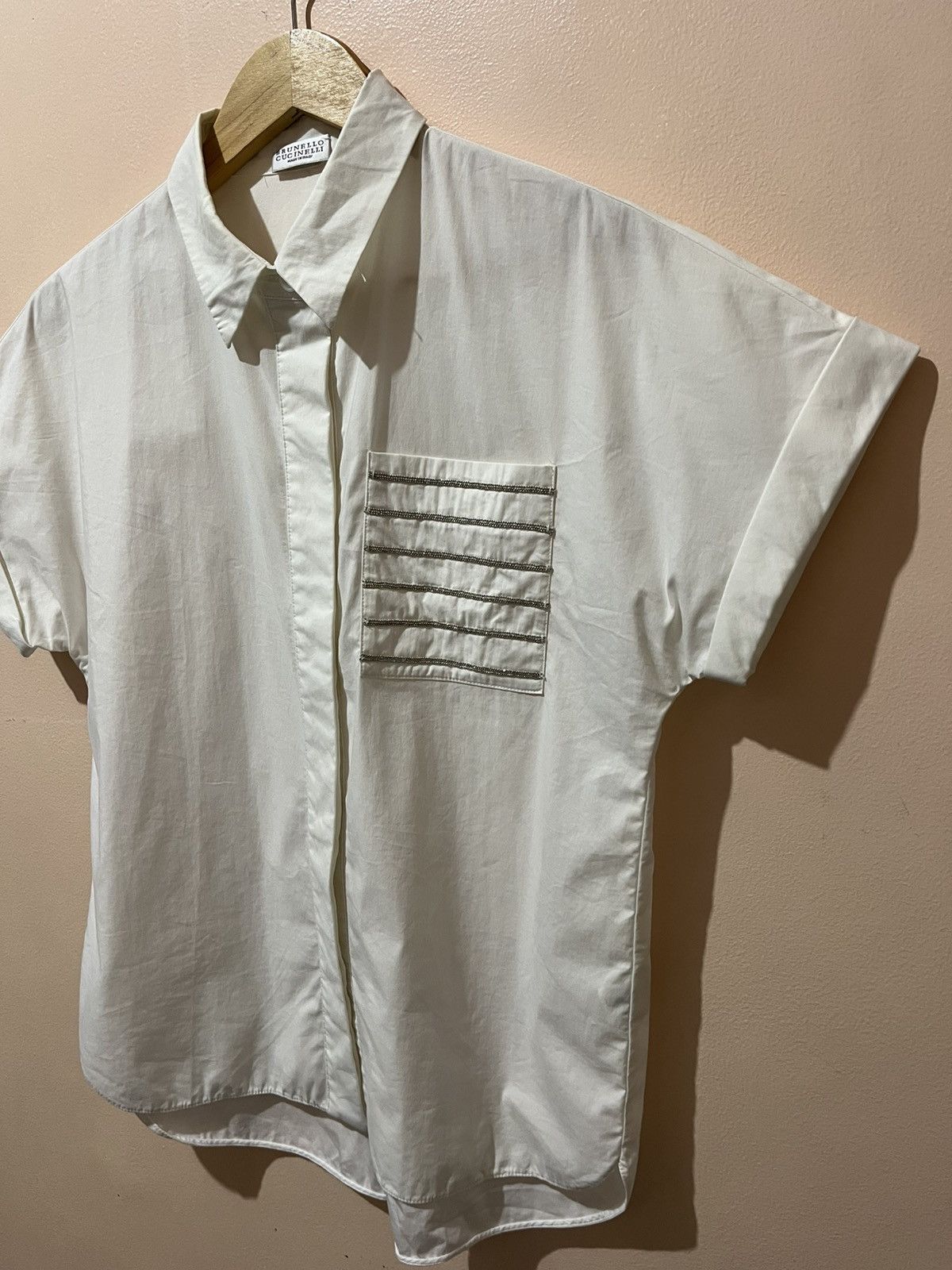 Brunello Cucinelli Brunello Cucinelli - Bead Embellished - Button Up Shirt Size S / US 4 / IT 40 - 5 Thumbnail