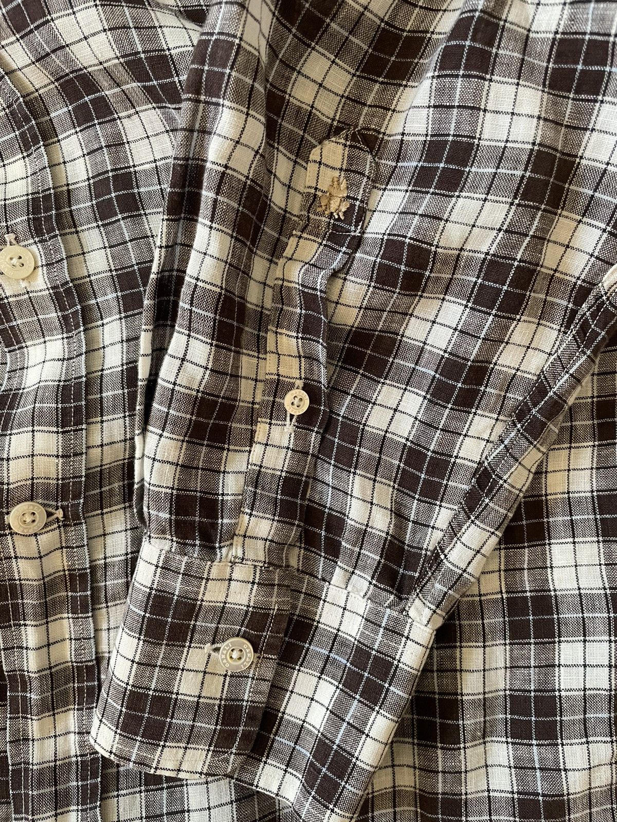 Canali Check Print Linen Shirt Size US XL / EU 56 / 4 - 6 Thumbnail