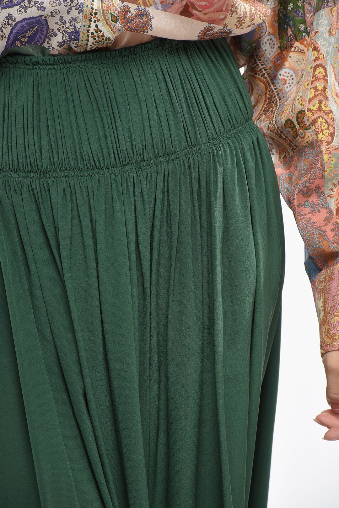 Chloe og1mm1125 Silk Pleated Flared Maxi Skirt in Green Size 27" / US 4 / IT 40 - 3 Thumbnail