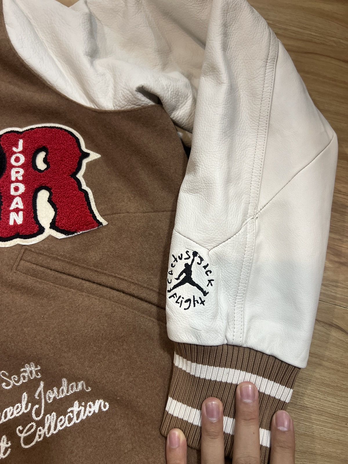 Jordan Brand × Travis Scott 🌵Air Jordan x Travis Scott Varsity Jacket 'Antique Brown' Size US M / EU 48-50 / 2 - 5 Thumbnail