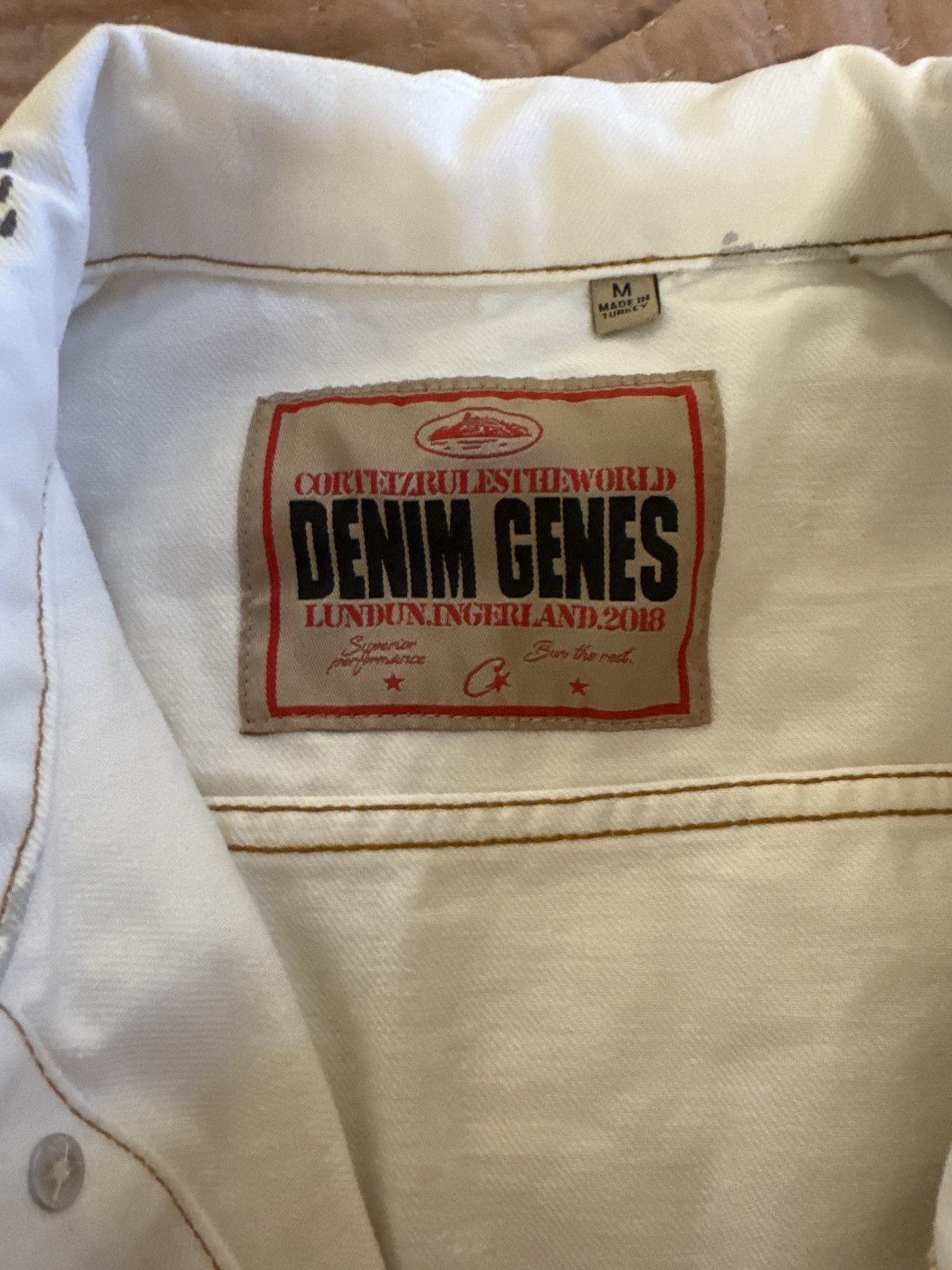 Corteiz Corteiz Alcatraz Pattern Denim Jacket- White Size US M / EU 48-50 / 2 - 3 Thumbnail