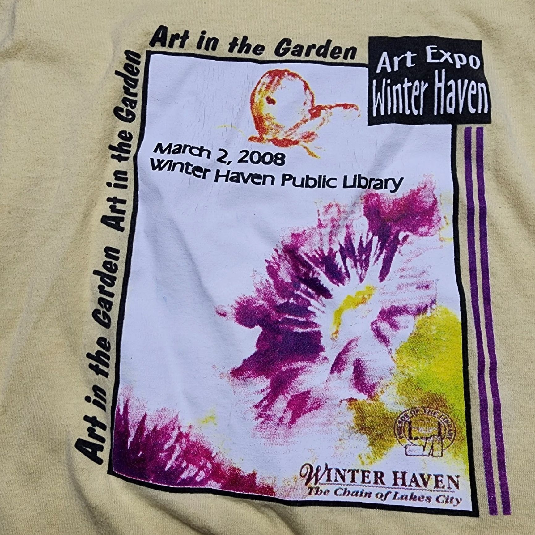 Jerzees JERZEES T-Shirt Mens S Yellow Art In The Gardens Botanical Garden 2000s Nature Outdoor Mens Size US S / EU 44-46 / 1 - 4 Thumbnail