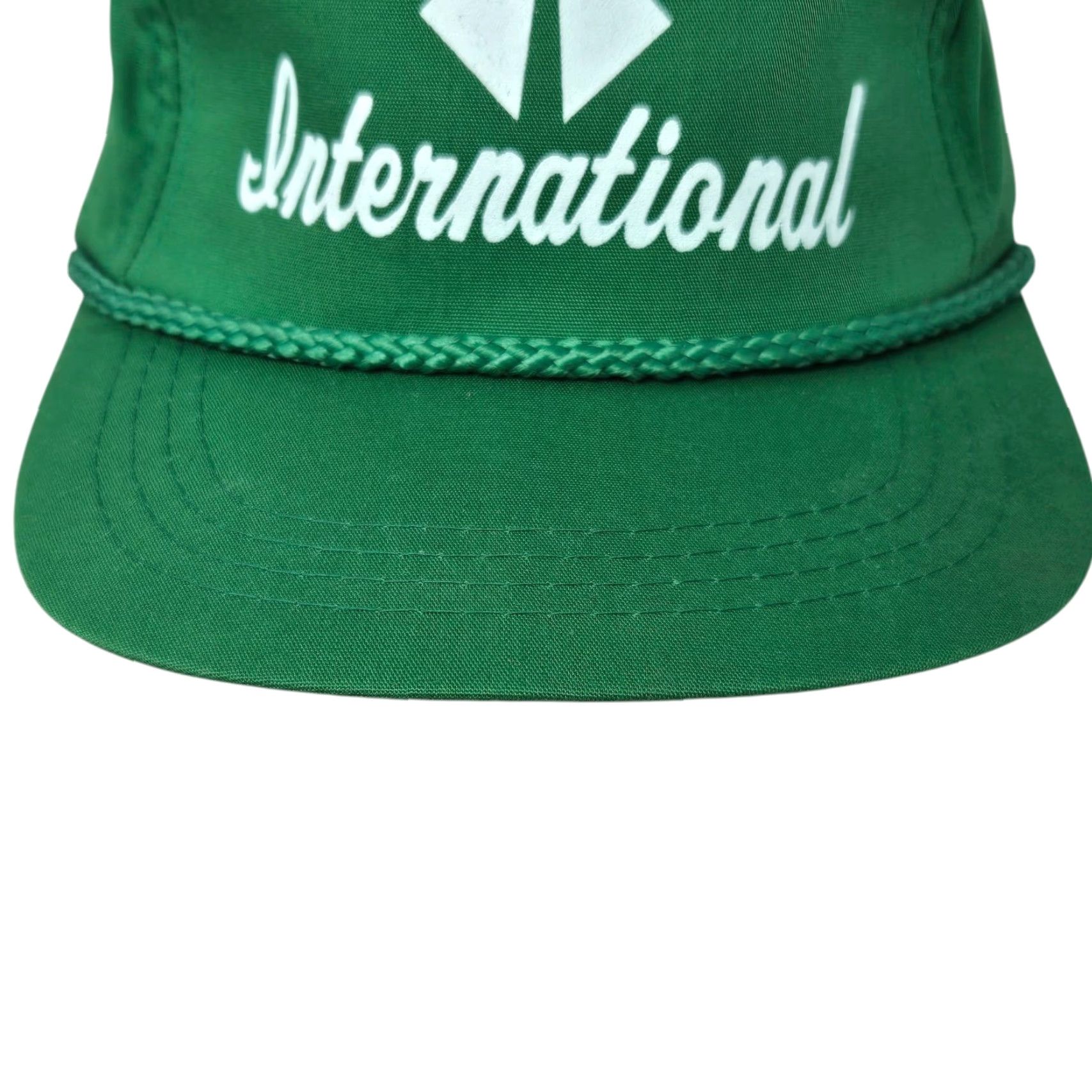 Vintage VTG Yupoong Trucker Hat Cap Adjustable Cotton Green 1990s Kalamazoo MI Advertising Rope International Paper Belt? Size ONE SIZE - 3 Thumbnail