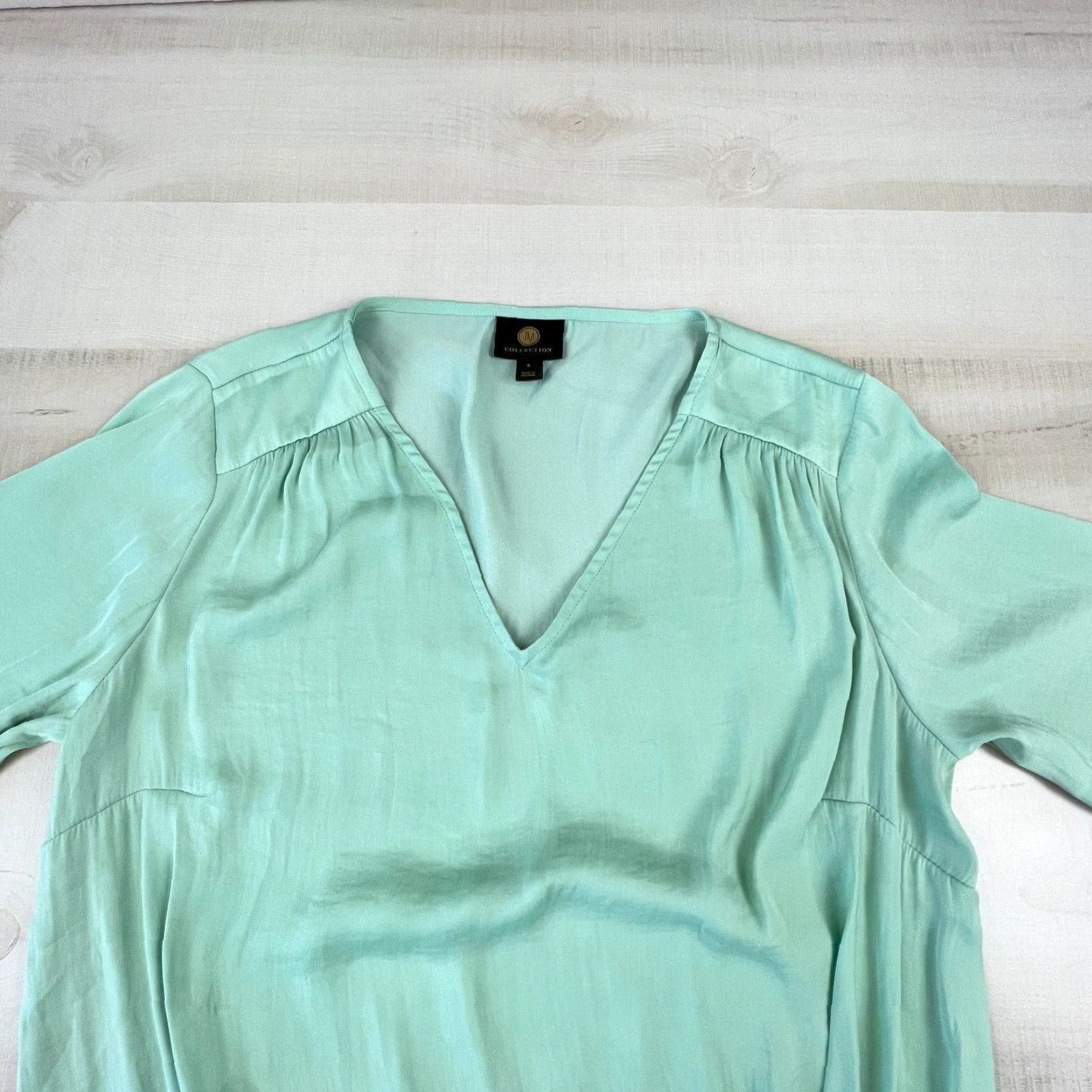 JM Collection JM Collection Women's Green Balloon Sleeve Blouse Long Sleeve Small Size S / US 4 / IT 40 - 2 Thumbnail