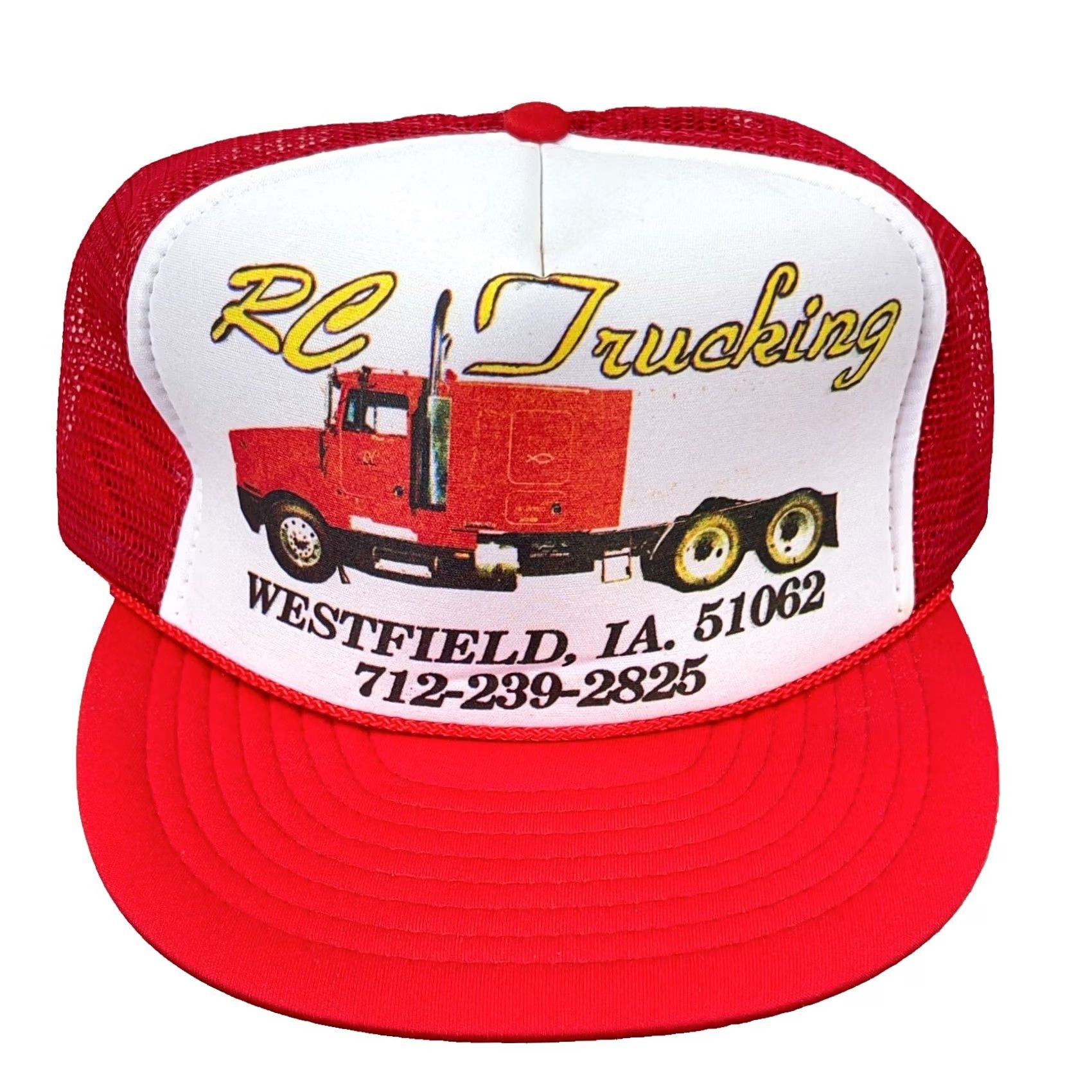 Vintage VINTAGE Nissin RC Trucking Trucker Hat Cap 90s Semi Truck Westfield Iowa Red White Mens Size ONE SIZE - 2 Thumbnail
