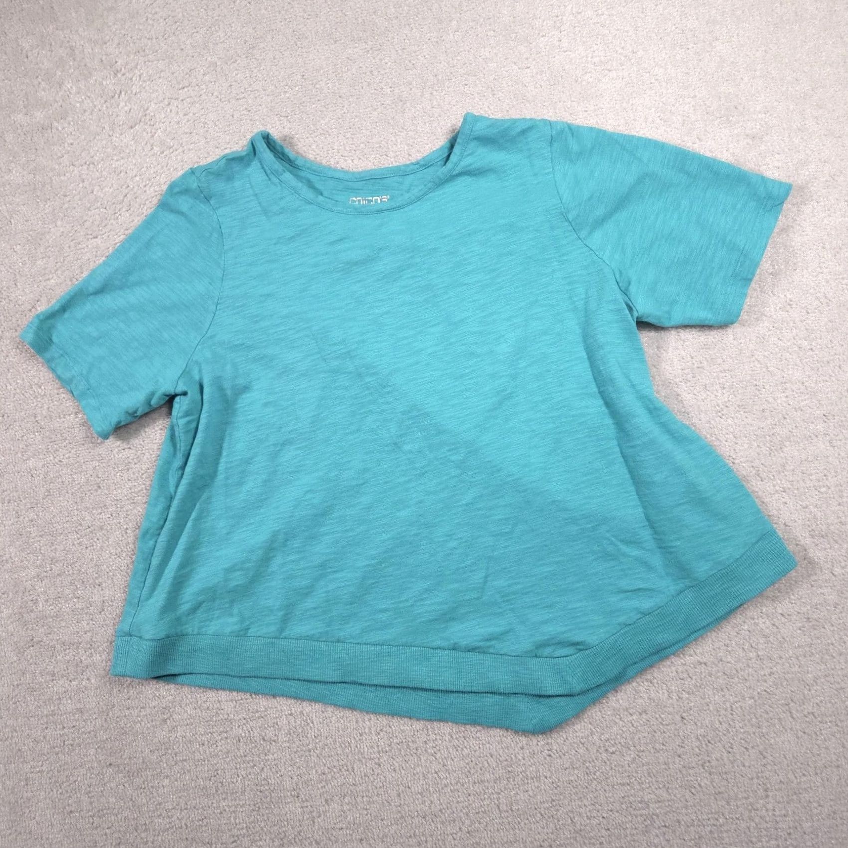 Vintage VINTAGE Chico's Shirt Womens XXL Blue Short Sleeve Asymmetrical Hem Cotton Modal Tee Top Size XXL / US 16-18 / IT 52-54 - 3 Thumbnail