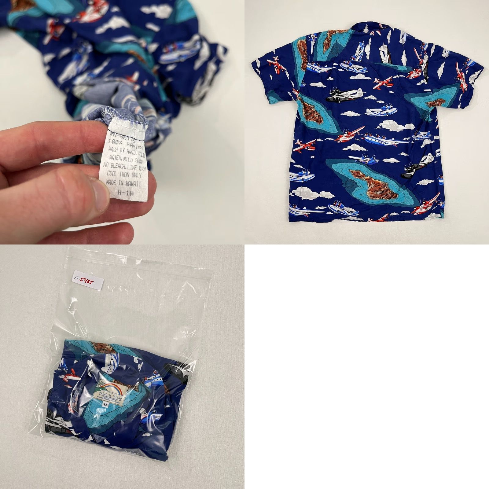 Paradise Paradise Found Shirt Mens M Blue Airplanes Aviation Scenic Aloha Button Up S/S Size US M / EU 48-50 / 2 - 8 Thumbnail