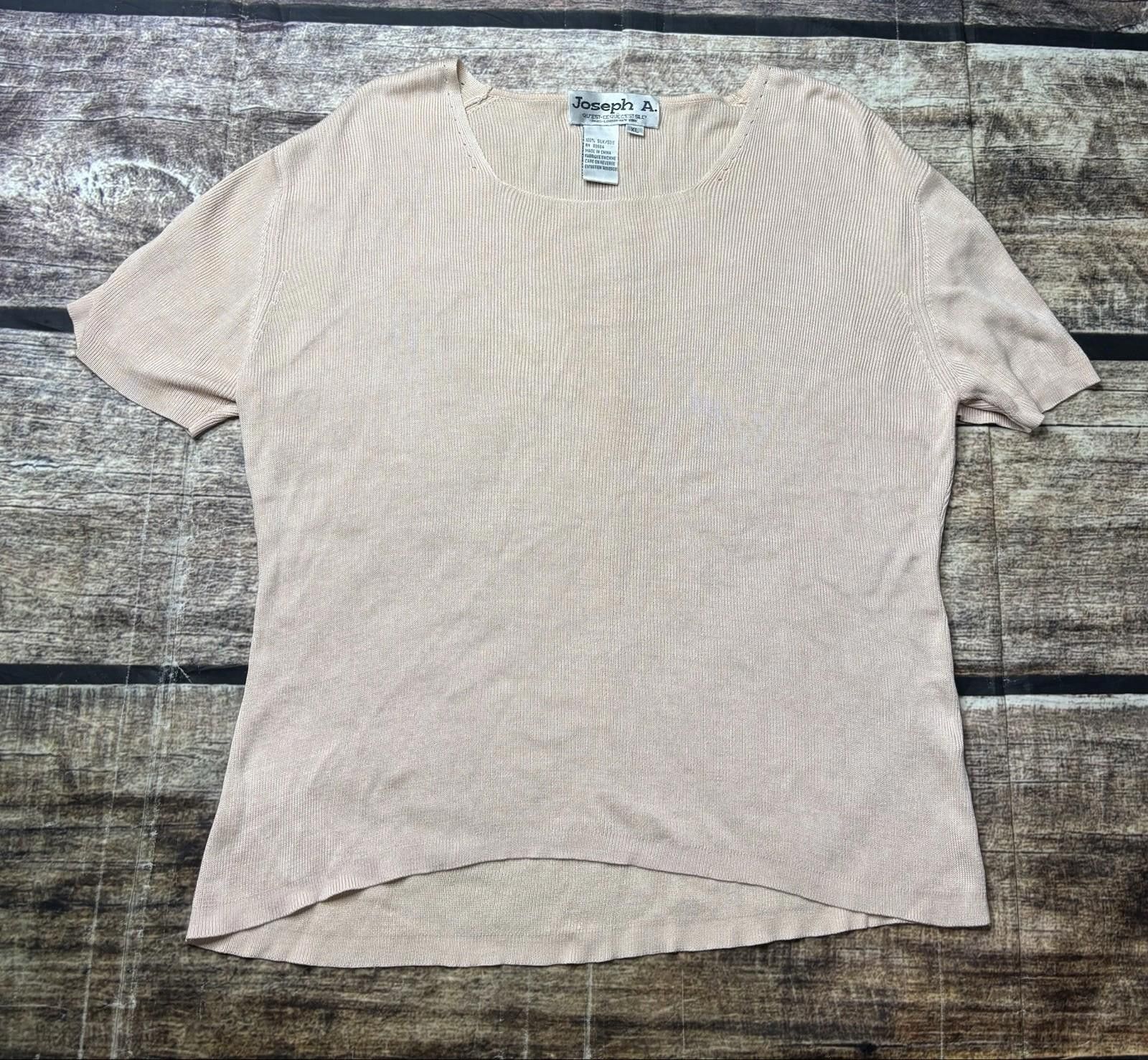 Joseph Abboud Joseph A Silk Top Womens Medium Knit Short Sleeve Pink Size M / US 6-8 / IT 42-44 - 1 Thumbnail