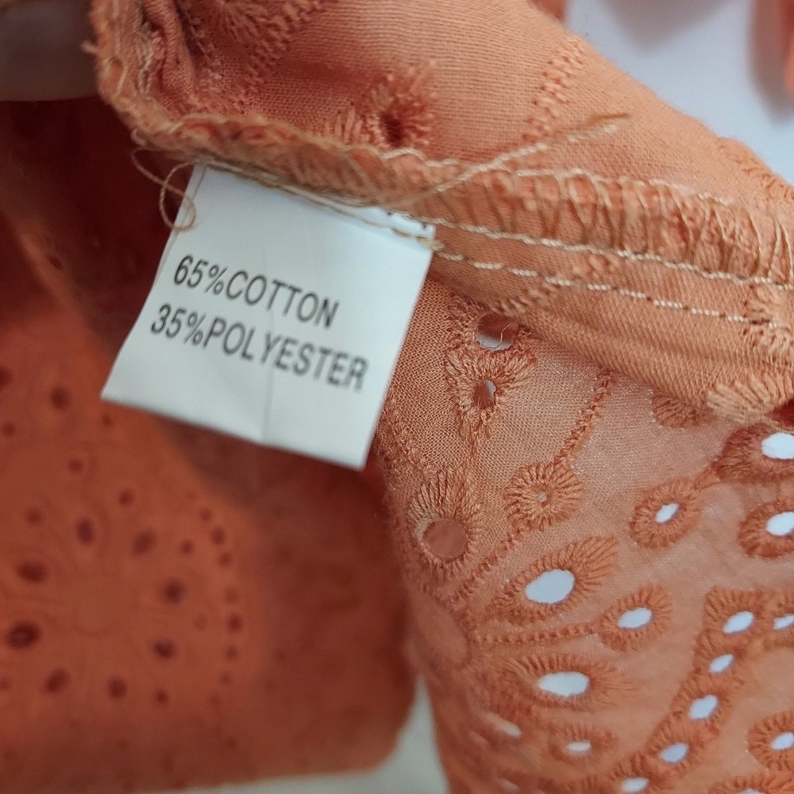Other Light Pink Orange Floral Eyelet Lace Tunic Top Shirt Blouse Size XXL / US 16-18 / IT 52-54 - 2 Thumbnail