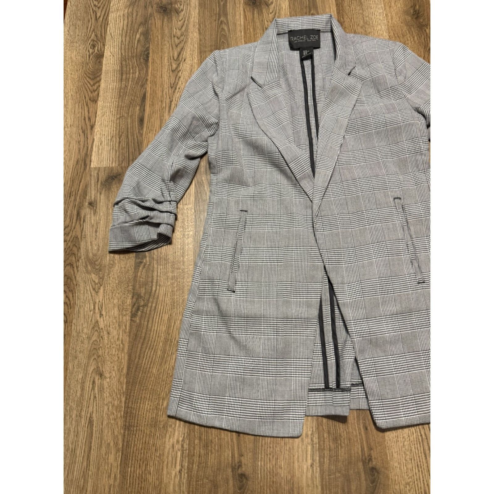 Rachel Zoe Rachel Zoe Blazer Women's XS Gray Long Sleeve Houndstooth Pockets Modern Tuxedo Size XS / US 0-2 / IT 36-38 - 4 Thumbnail