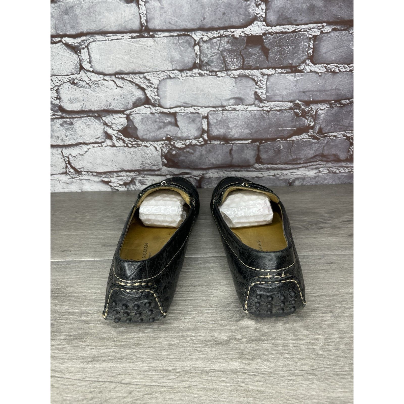 Martin Dingman Martin Dingman Croc Embossed Black Leather Loafers Moccasins Size US 8 / IT 38 - 6 Thumbnail
