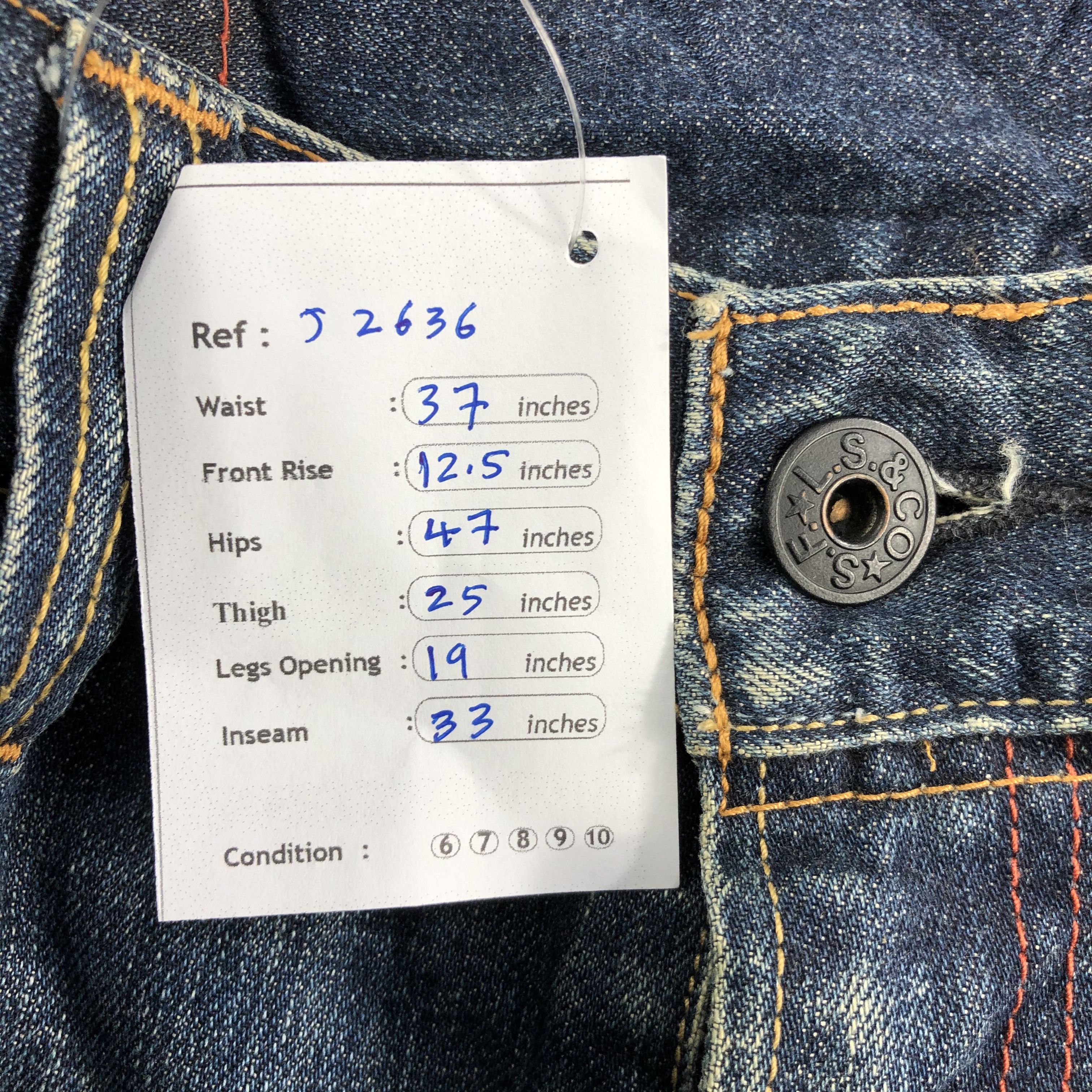 Levi's Vintage Blue Wash Levis Jeans-J2636 Size US 37 - 13 Thumbnail