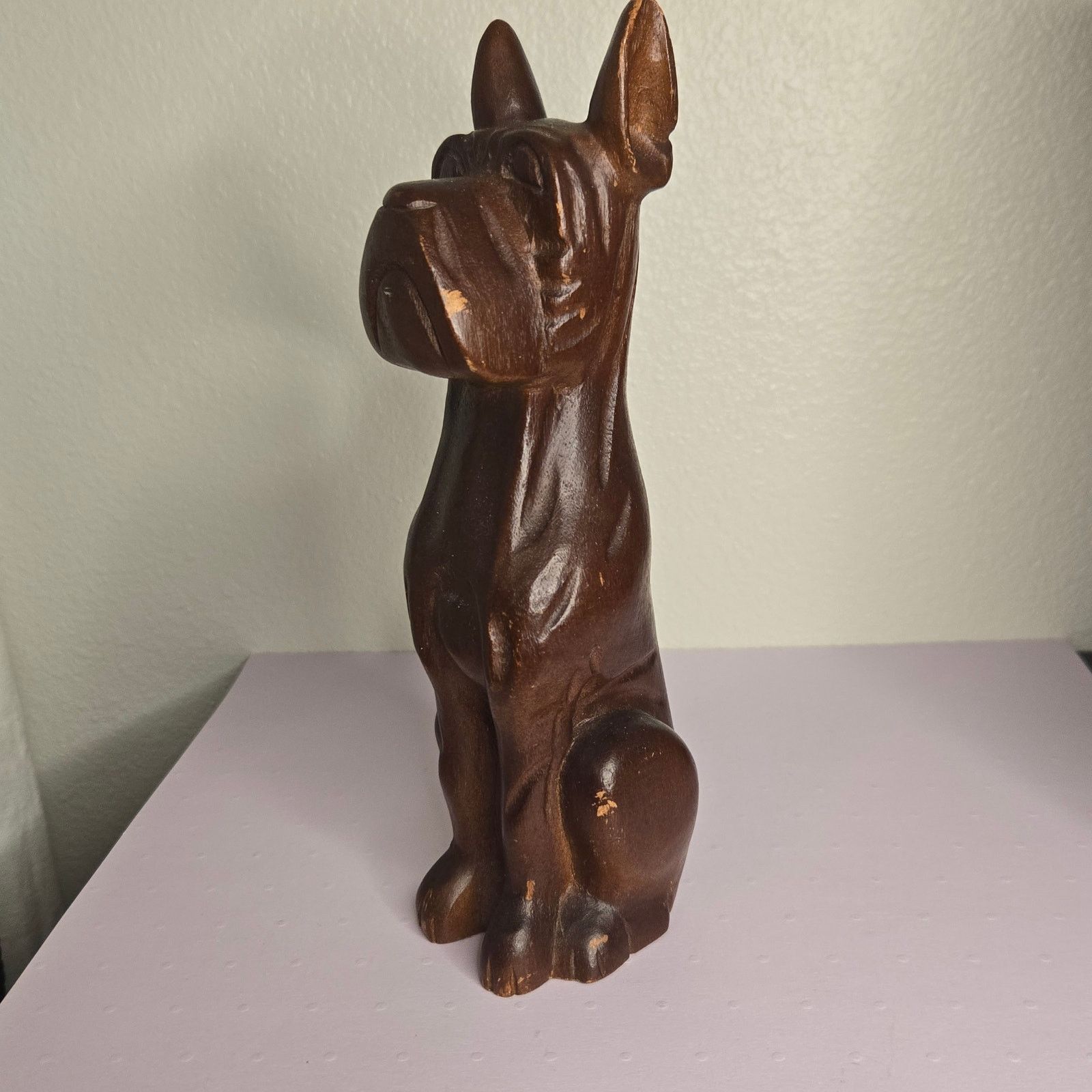 Vintage Vintage Hand Carved Wood Boxer Dog Figurine Art Sculpture Size ONE SIZE - 2 Thumbnail