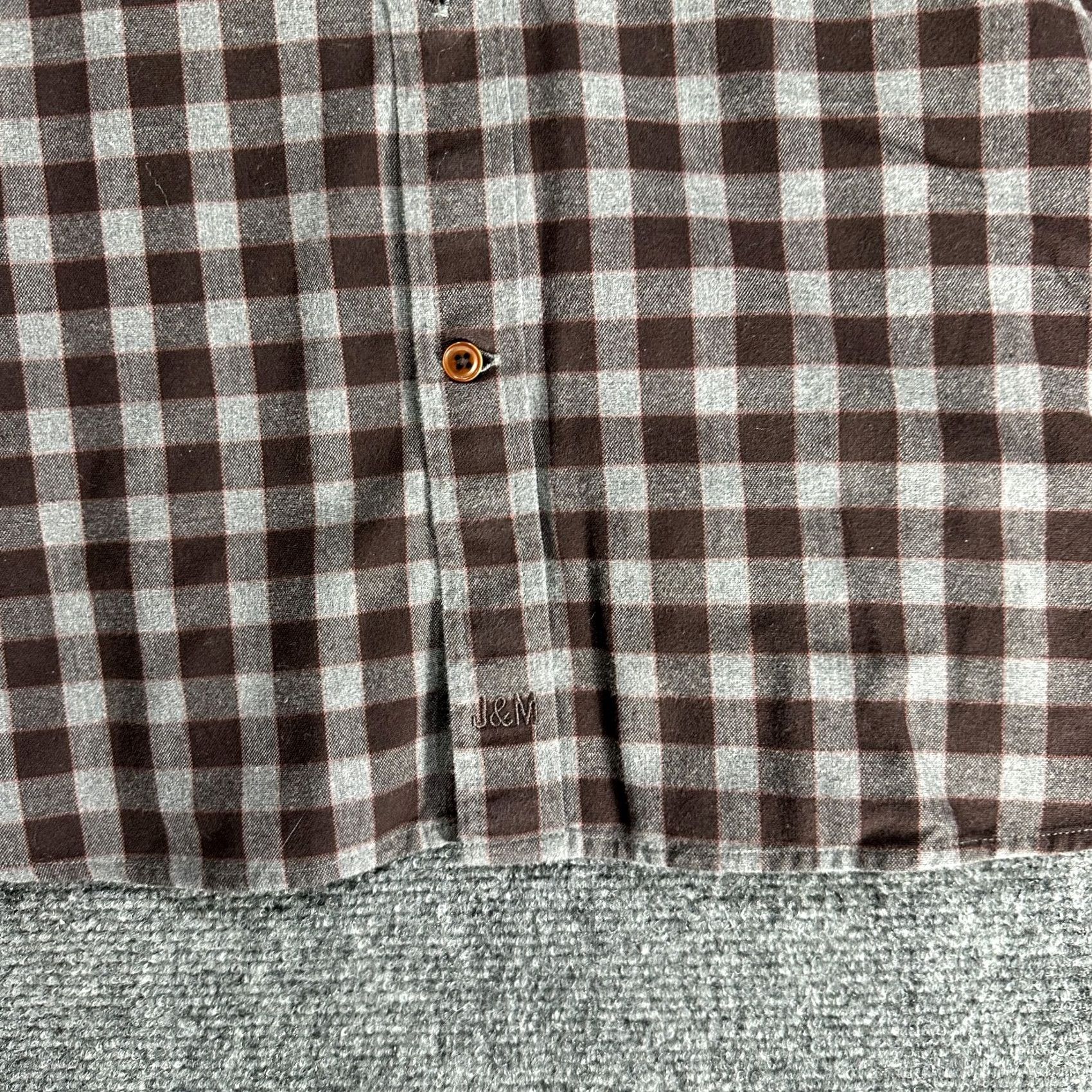 Johnston & Murphy Johnston & Murphy Shirt Mens XL Button-Down Plaid Gray Cotton Flannel Pocket Size US XL / EU 56 / 4 - 6 Thumbnail
