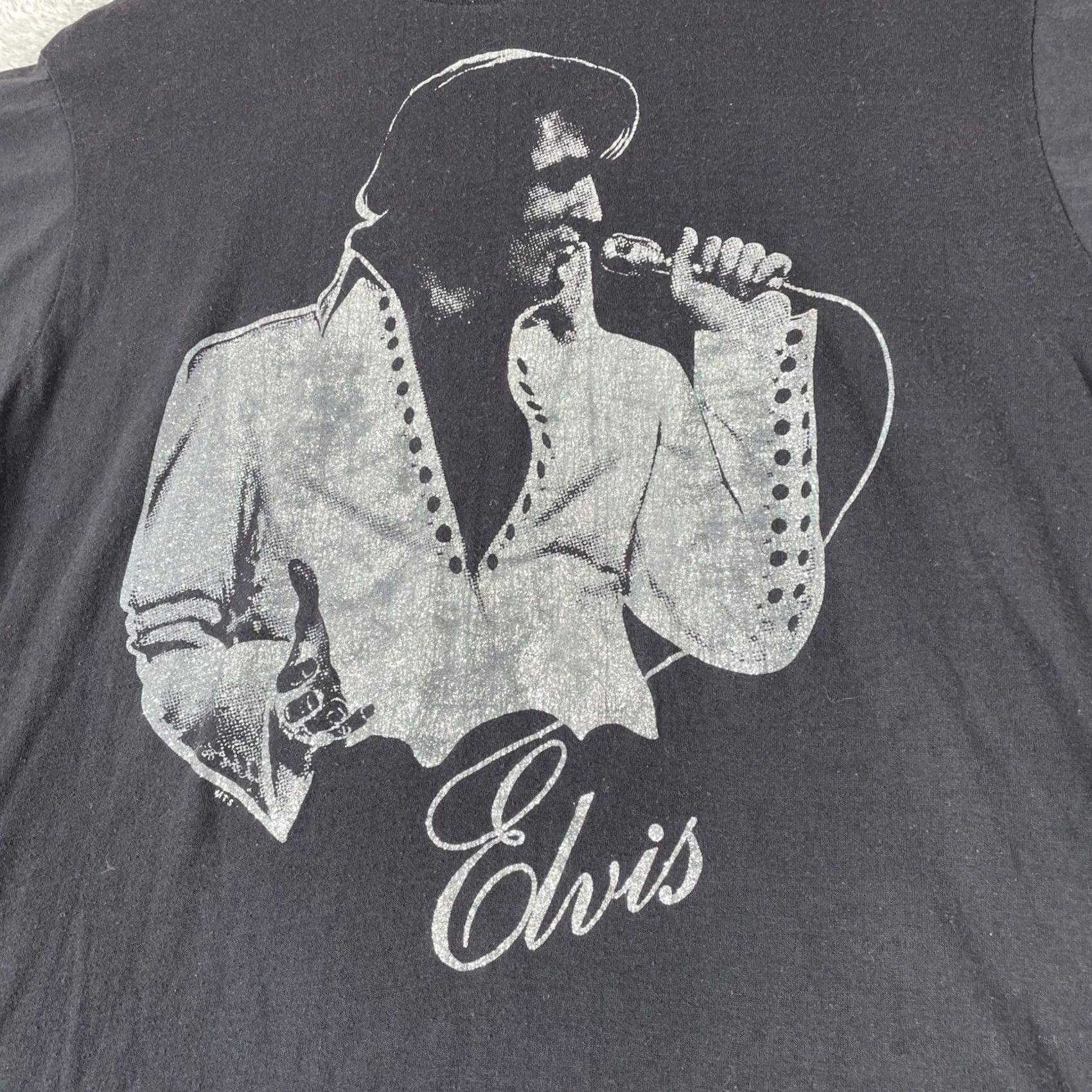 Vintage VINTAGE Elvis Presley Graphic T Shirt Large Black Rock and Roll Music Womens Size L / US 10 / IT 46 - 6 Thumbnail