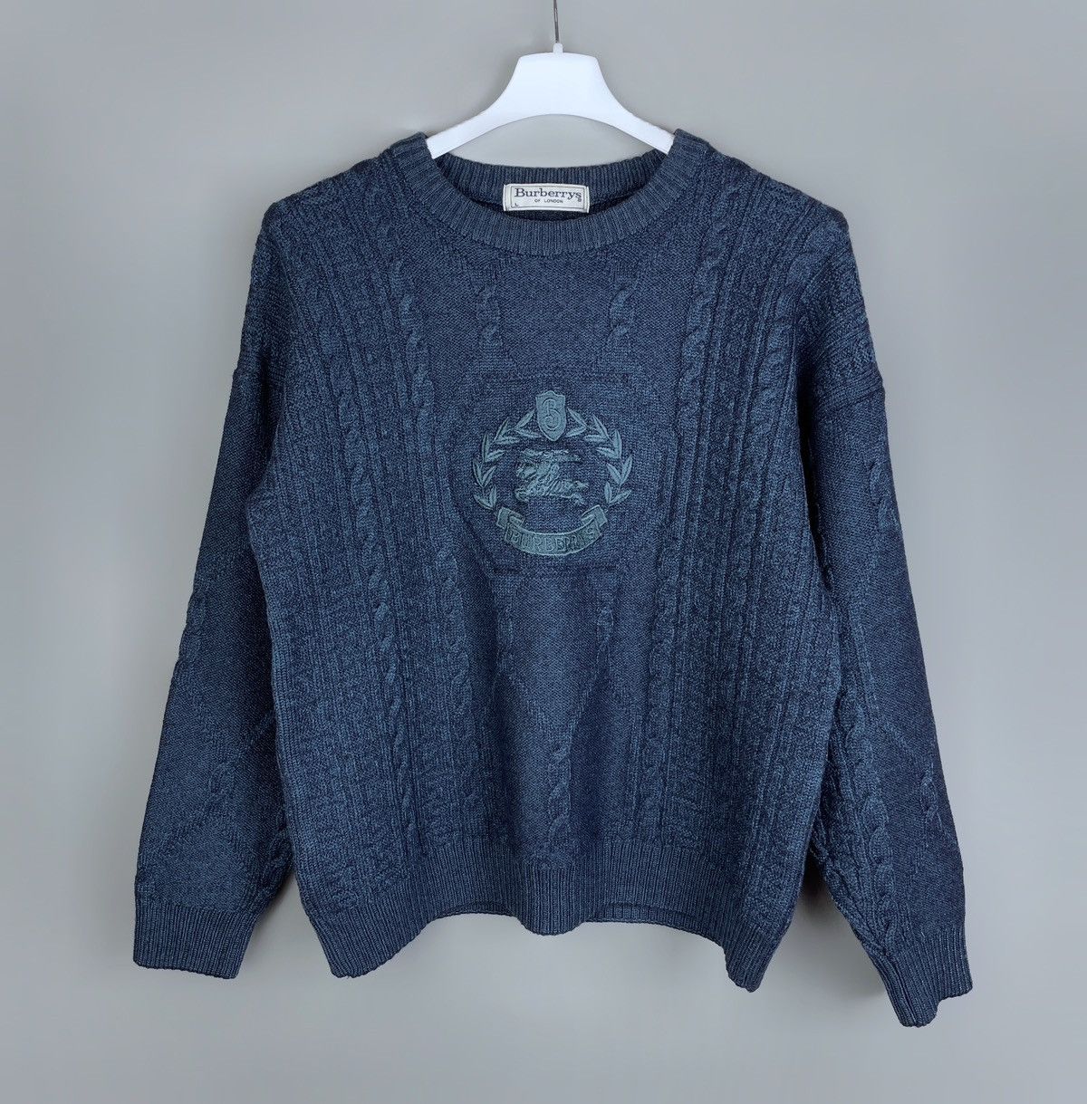 Burberry Vintage Burberry Wool Embroidered Logo Crew Knit Sweater L Size US L / EU 52-54 / 3 - 2 Thumbnail