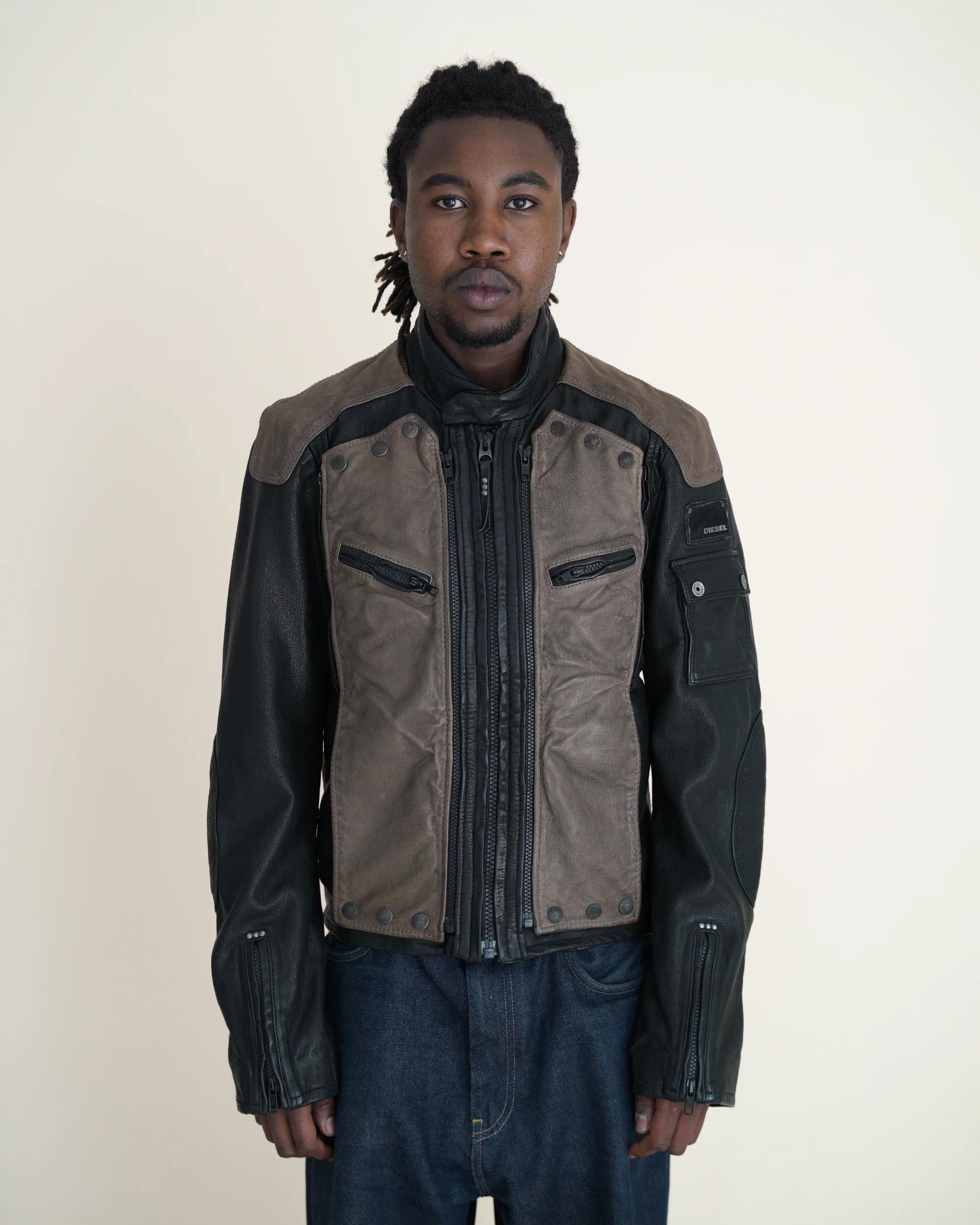 Diesel Vintage Rare Diesel Y2K Leather Bomber Jacket 80s