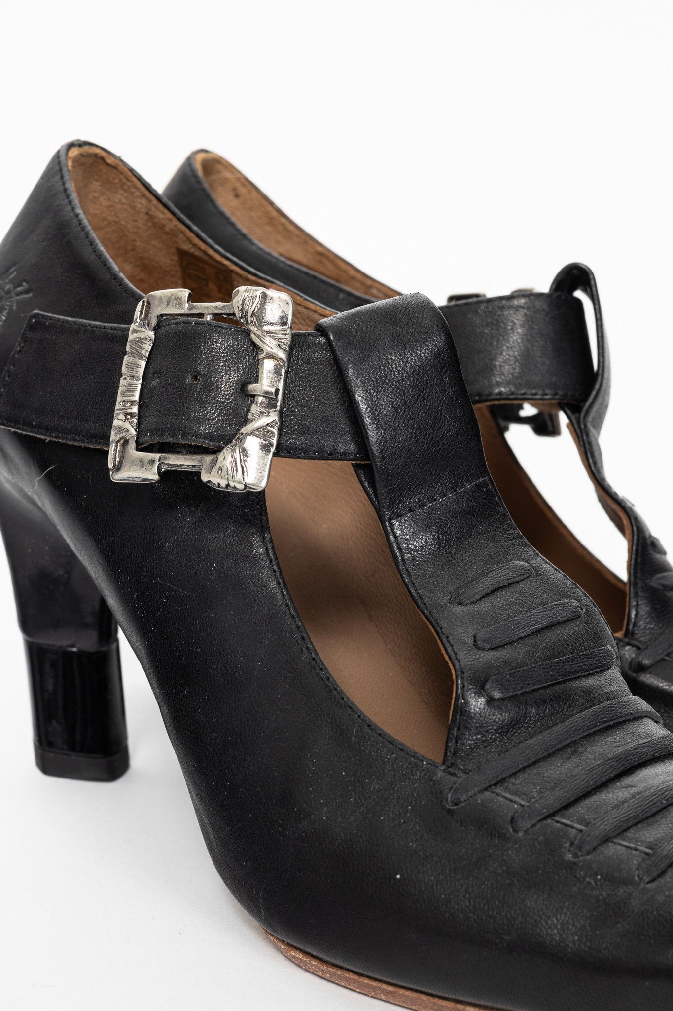 John Fluevog John Fluevog Pollux Black T-Strap Buckle Heels Size US 10 / IT 40 - 7 Thumbnail