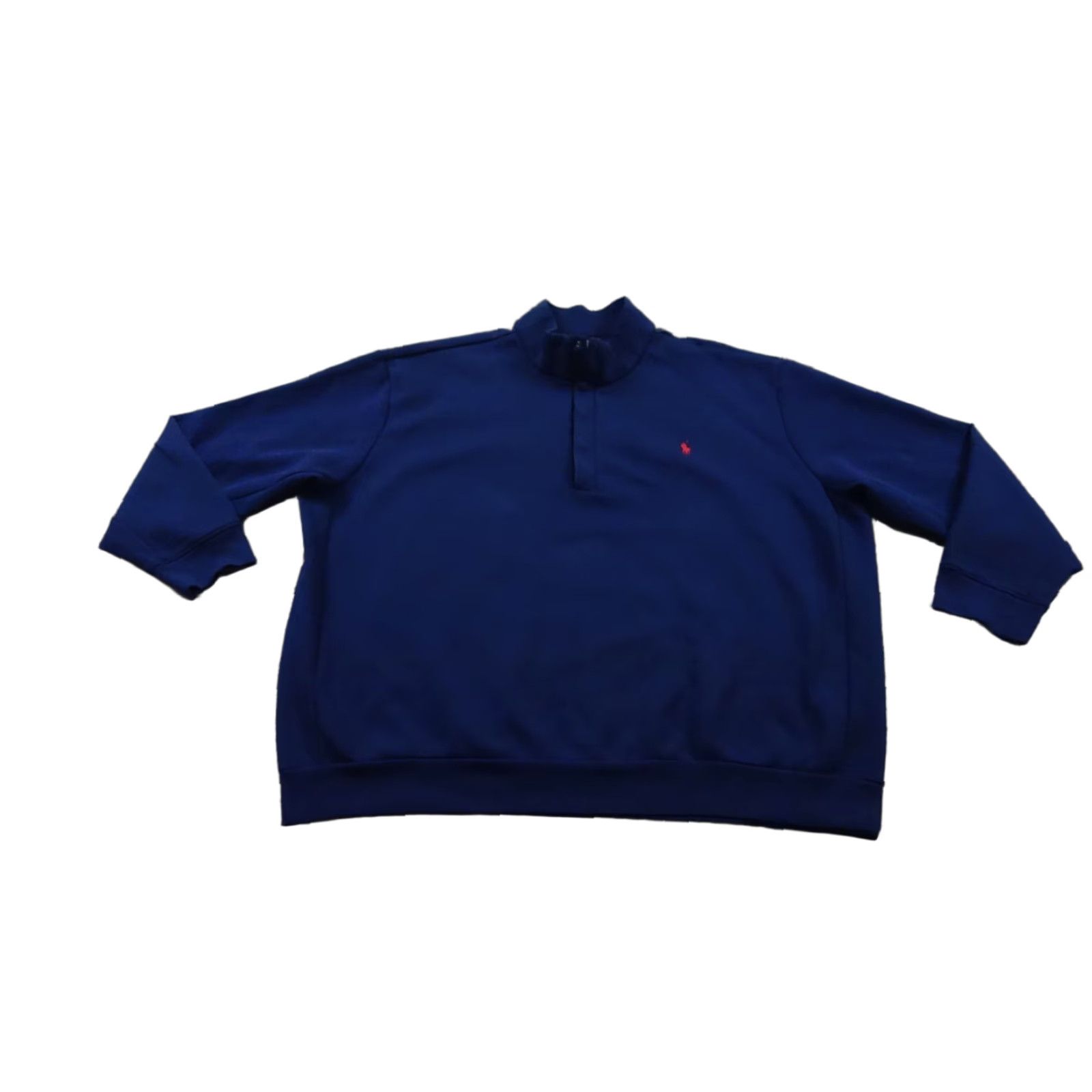 Polo Ralph Lauren Sweater Mens 3XB Blue Performance Pullover Snap Long Sleeve Shirt Hat?