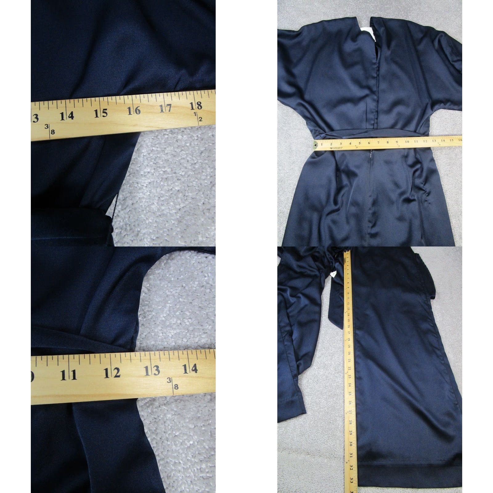 Karina Grimaldi Karina Grimaldi Isabeli Jumpsuit Women Small Blue Satin Wrap V-Neck Button Wide-Leg One-Piece Casual Party/Cocktail Travel New Size 28" / US 6 / IT 42 - 8 Thumbnail