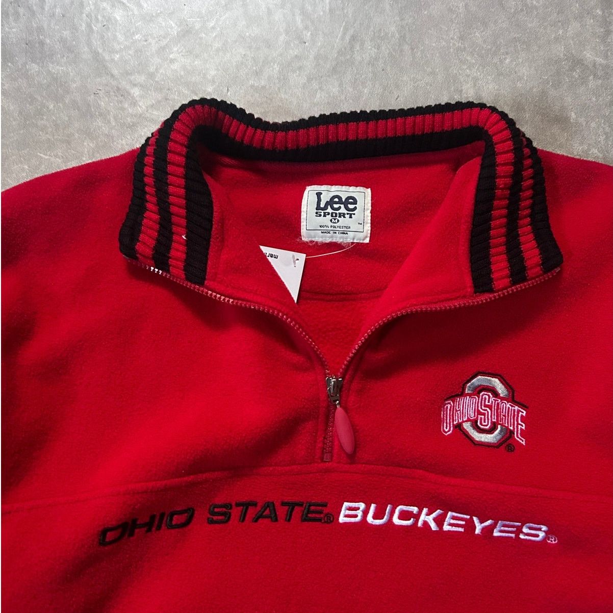 Lee 90s Vintage Ohio State Buckeyes Red Quarter Zip Up Jacket -M Size US M / EU 48-50 / 2 - 2 Thumbnail