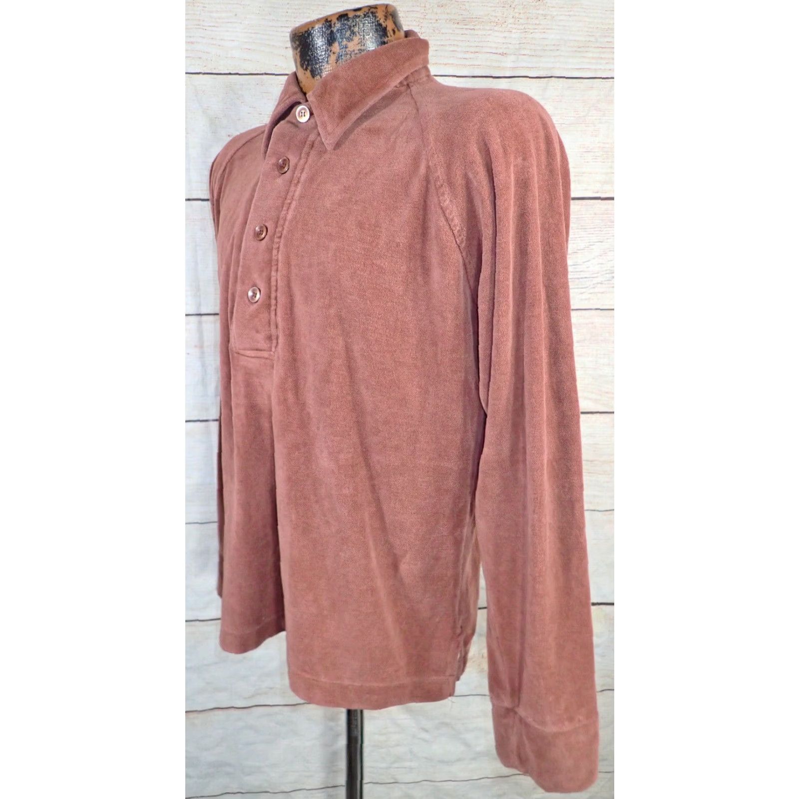 Sears Sears Kings Road Vintage 70s Velour Long Sleeve Pullover Shirt Mens M Retro Size US M / EU 48-50 / 2 - 2 Thumbnail