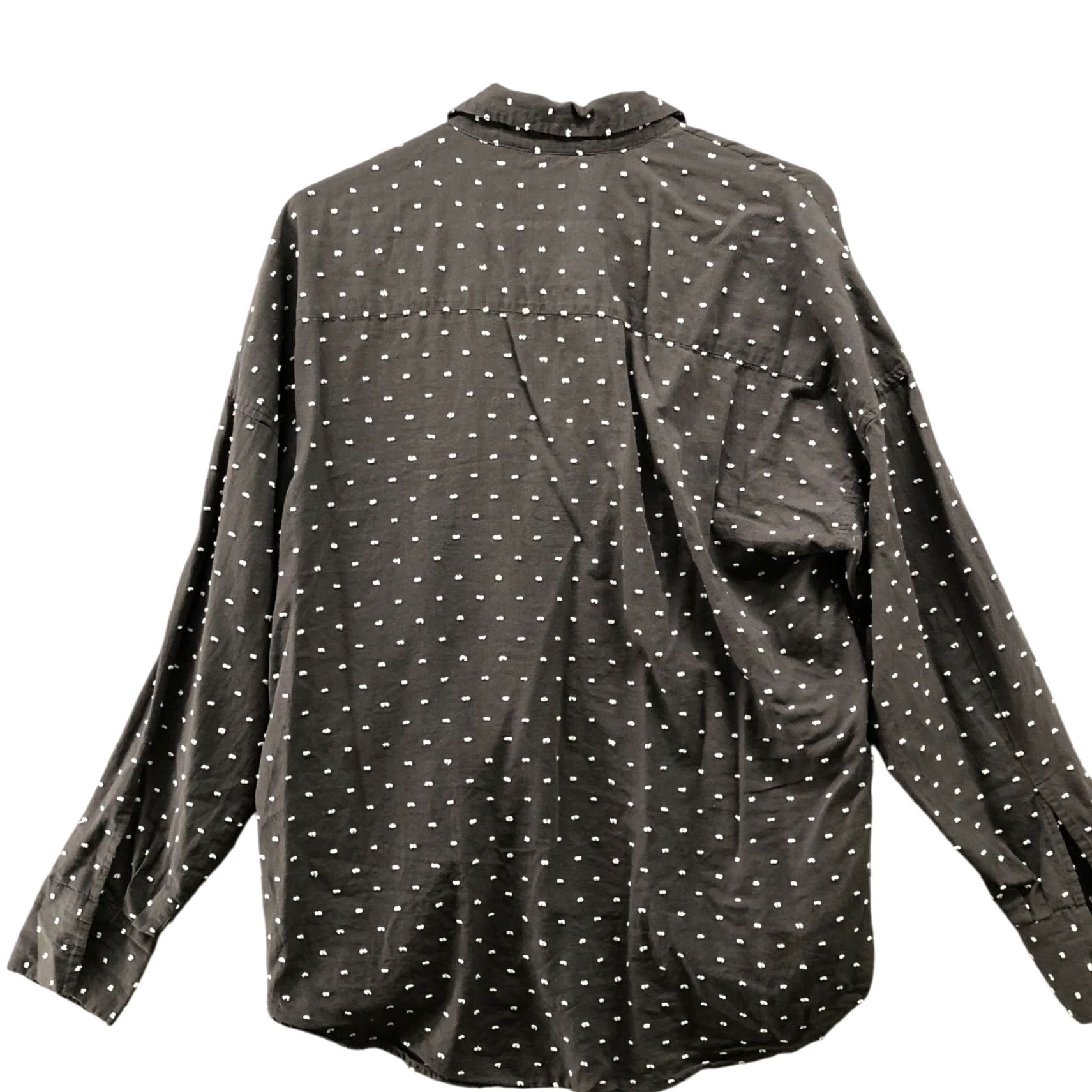 Vintage ATM Boyfriend Shirt Womens S Gray Clip Dot Long Sleeve Casual Cotton Button Down Collared Shirt Size S / US 4 / IT 40 - 2 Thumbnail