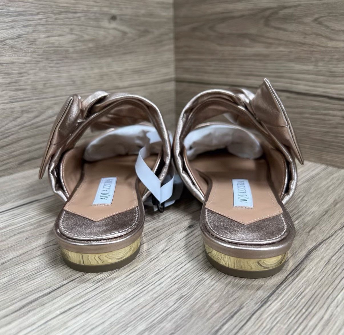 Aquazzura Aquazzura Champagne Gold Mule Slides J41 Size US 7 / IT 37 - 5 Thumbnail
