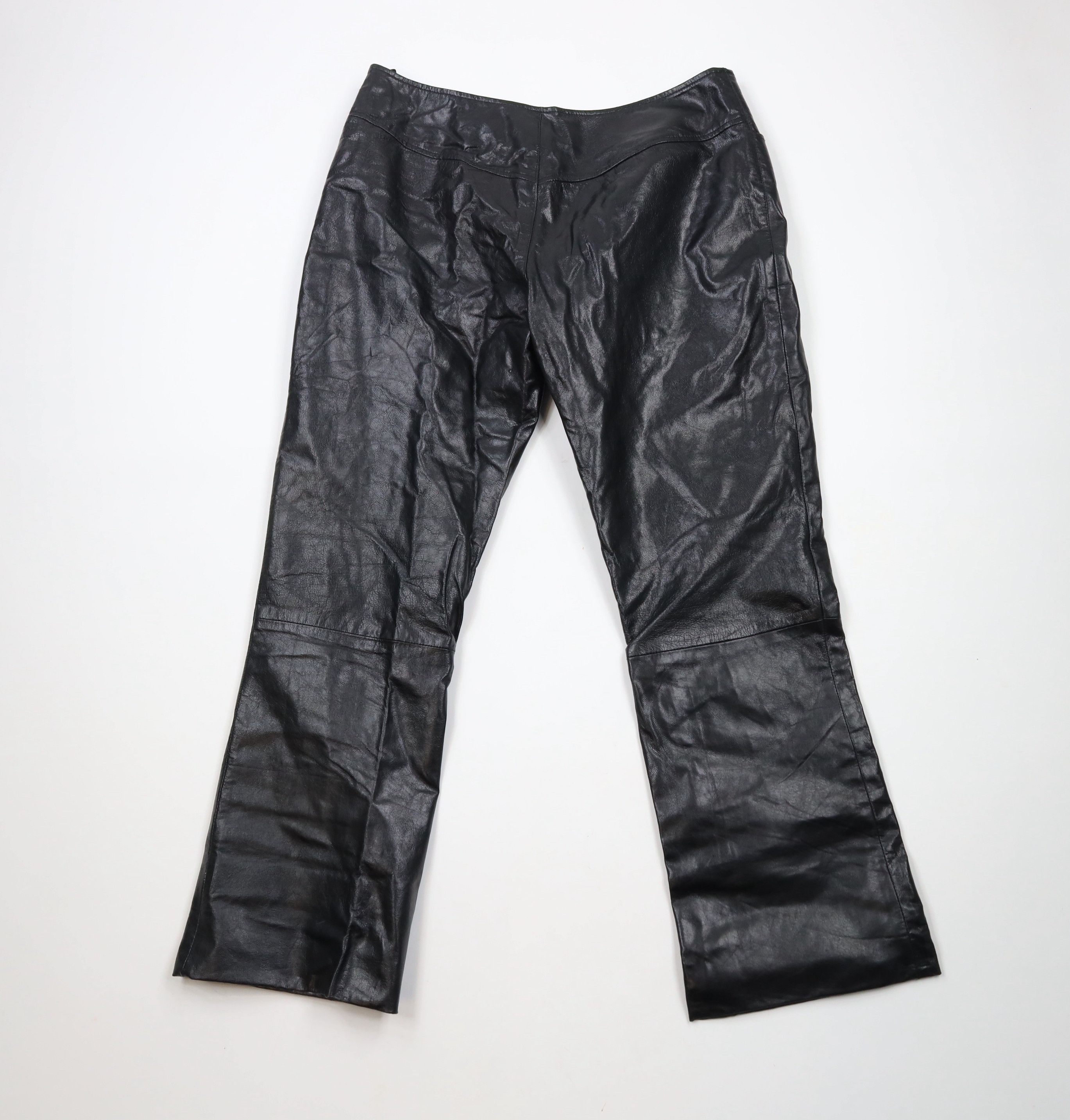 Vintage Vintage 90s Streetwear Flared Leather Pants Goth Dom Size 36" / US 14 / IT 50 - 8 Thumbnail