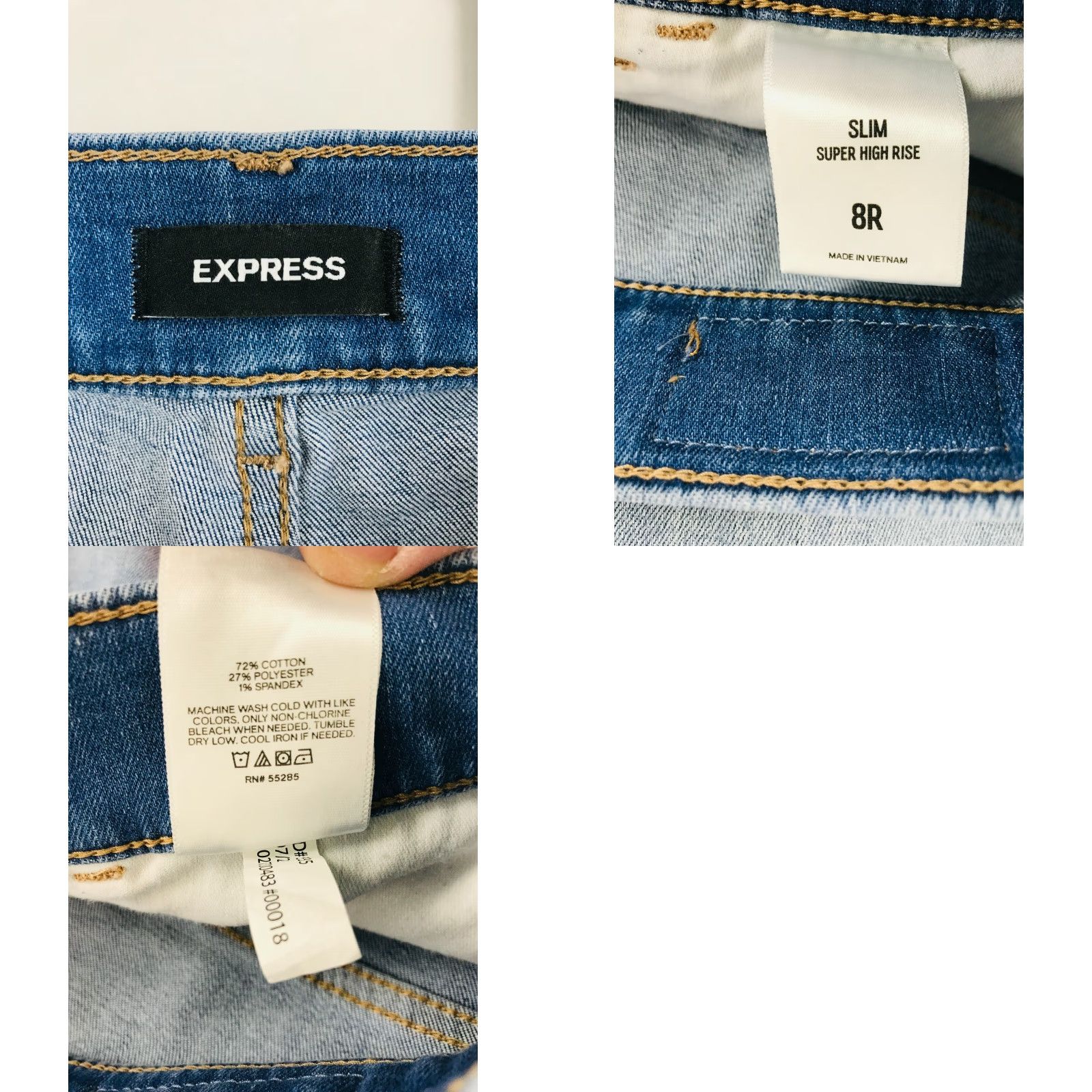 Express Express Jeans Women's 8R Blue Denim Slim Super High Rise Distressed Size 30" / US 8 / IT 44 - 8 Thumbnail